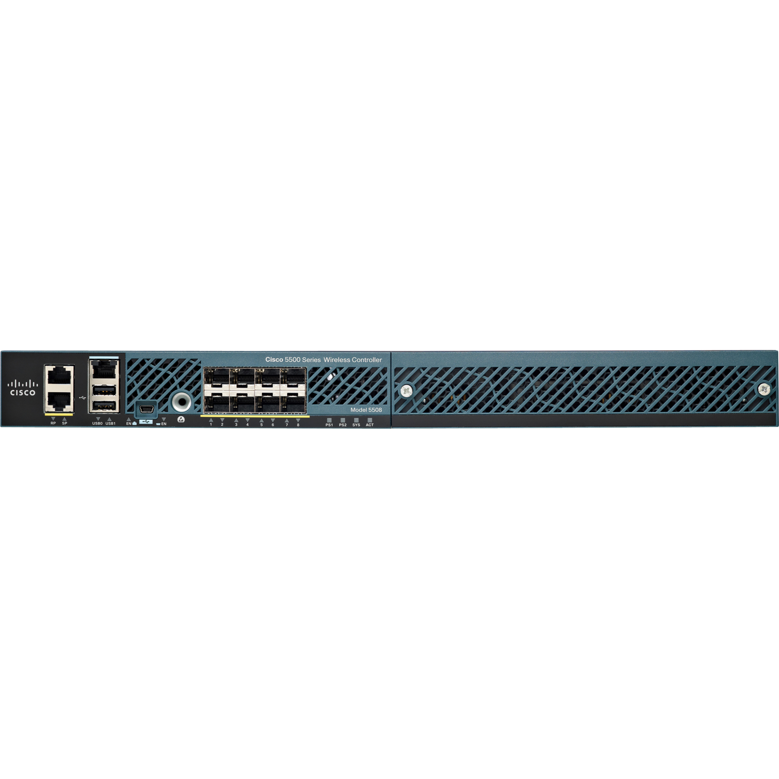 Cisco Aironet 5508 Wireless Controller - 1 x 10/100/1000Base-T , 1 x 10/100/1000Base-T , 1 x 10/100/1000Base-T - 8 x SFP (mini-GBIC), 1 x Expansion Slot