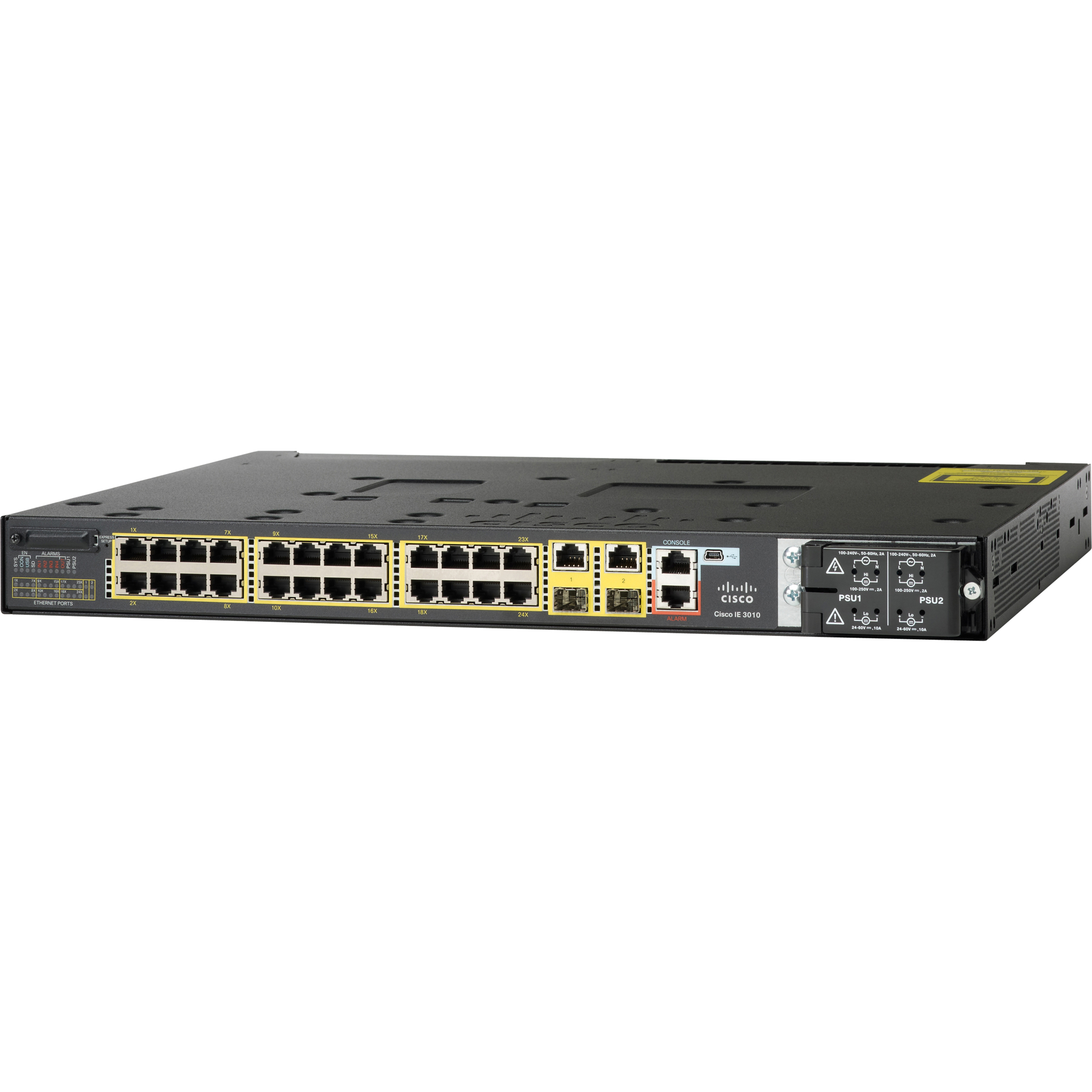 Cisco IE-3010-24TC Ethernet Switch - 26 Ports - Manageable - Gigabit Ethernet, Fast Ethernet - 10/100/1000Base-T, 10/100Base-TX - 2 Layer Supported - 2 SFP Slots - 1U - Rack-mountable, Wall Mountable 