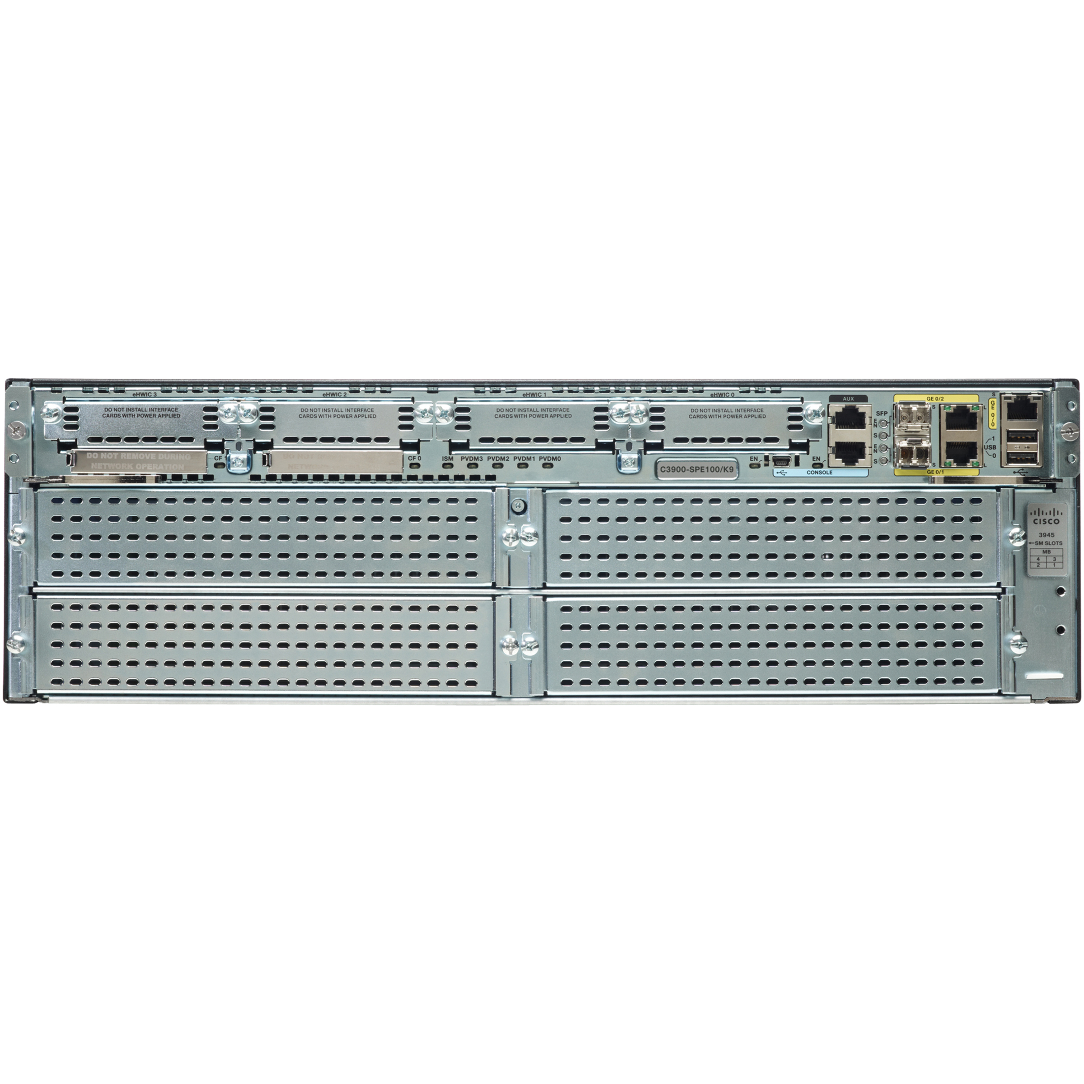 Cisco 3945 Integrated Services Router - Refurbished - 3 Ports - Management Port - 17 - 1 GB - Gigabit Ethernet - 3U - Rack-mountable - 90 Day