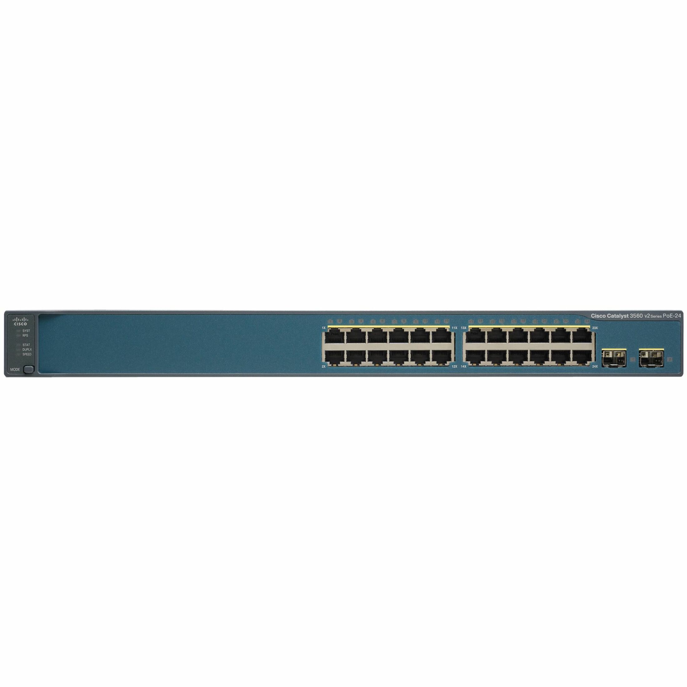 Cisco Catalyst 3560V2-24PS Layer 3 Switch - 24 Ports - Manageable - Fast Ethernet - 10/100Base-TX - Refurbished - 3 Layer Supported - 2 SFP Slots - PoE Ports - 1U - Rack-mountable, Desktop, Wall Mount