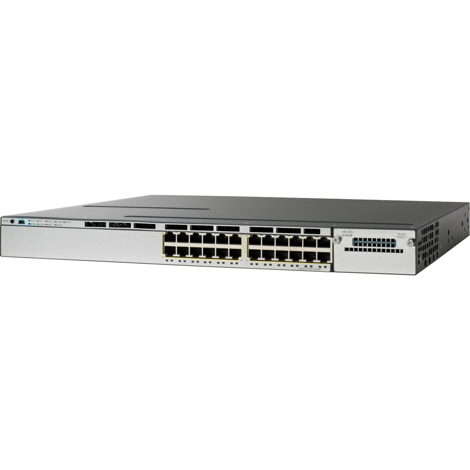 Cisco Catalyst 3750X-24S-S Layer 3 Switch - Manageable - Gigabit Ethernet, Fast Ethernet - 10/100Base-TX - 3 Layer Supported - 24 SFP Slots - 1U - Rack-mountable, Desktop - Lifetime Limited Warranty