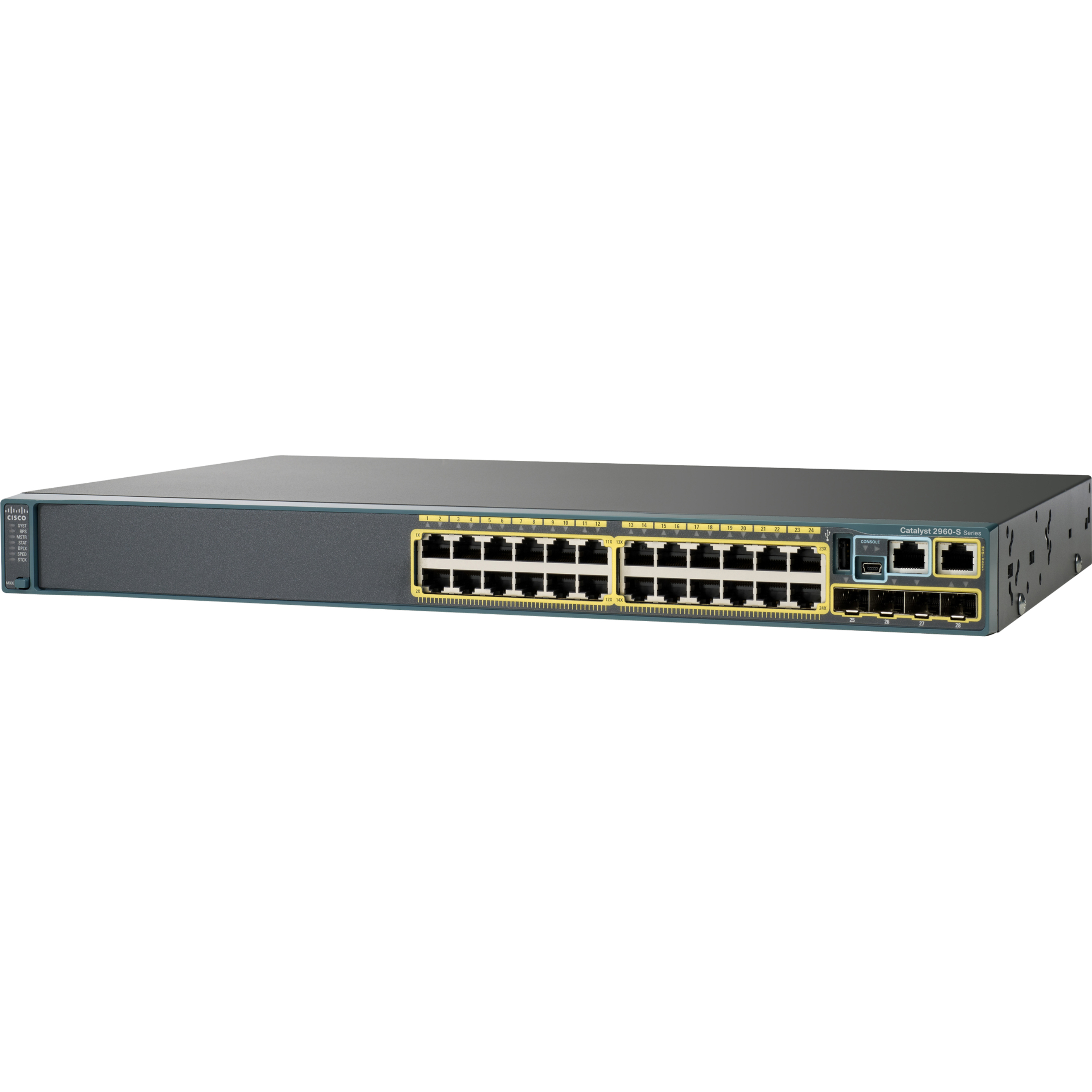 Cisco Catalyst 2960S-24TS-L Ethernet Switch - 24 Ports - Manageable - Gigabit Ethernet, Fast Ethernet - 10/100/1000Base-T - Refurbished - 2 Layer Supported - 4 SFP Slots - 1U - Rack-mountable