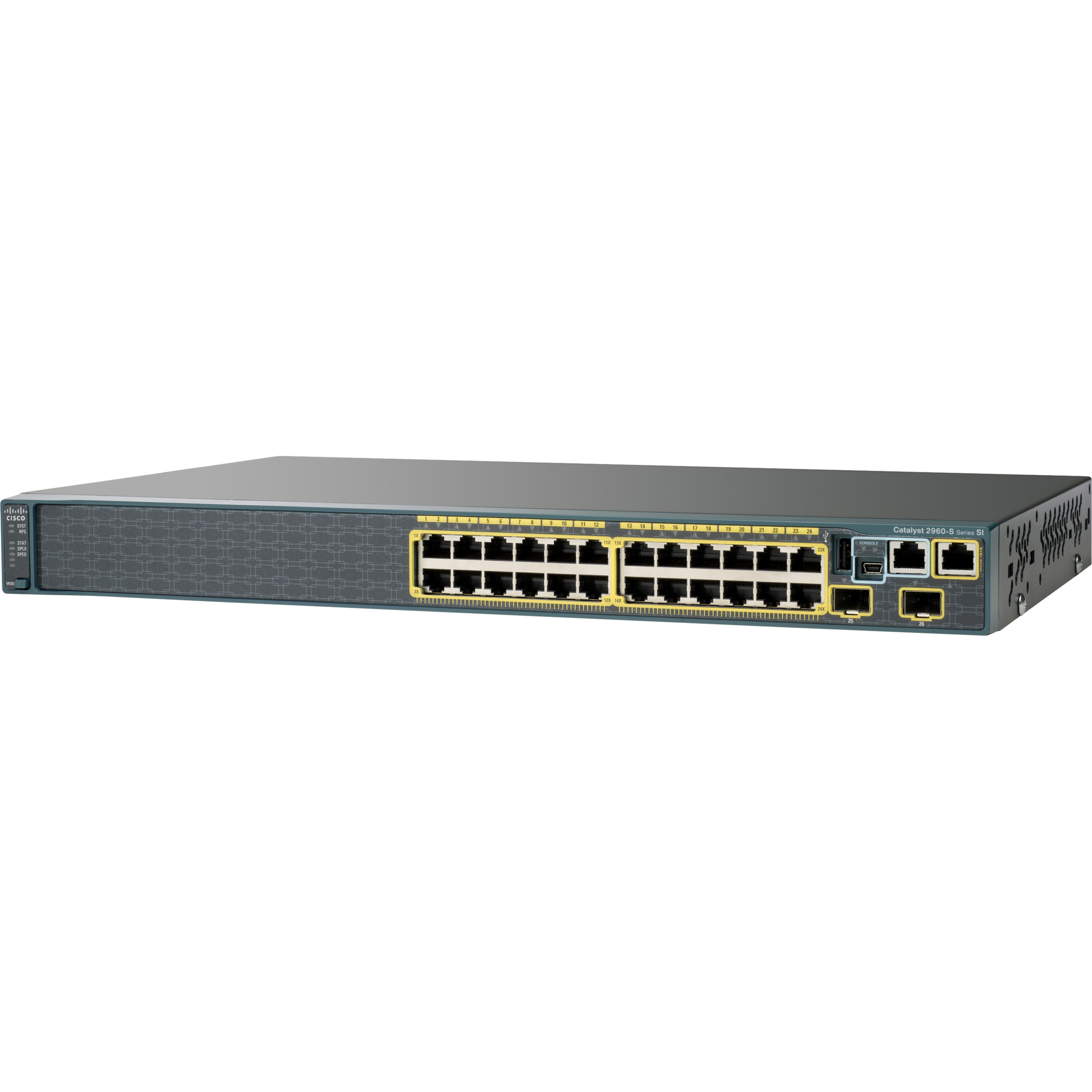 Cisco Catalyst 2960S-24TS-S Ethernet Switch - 24 Ports - Manageable - Gigabit Ethernet, Fast Ethernet - 10/100/1000Base-T - Refurbished - 2 Layer Supported - 2 SFP Slots - 1U - Rack-mountable