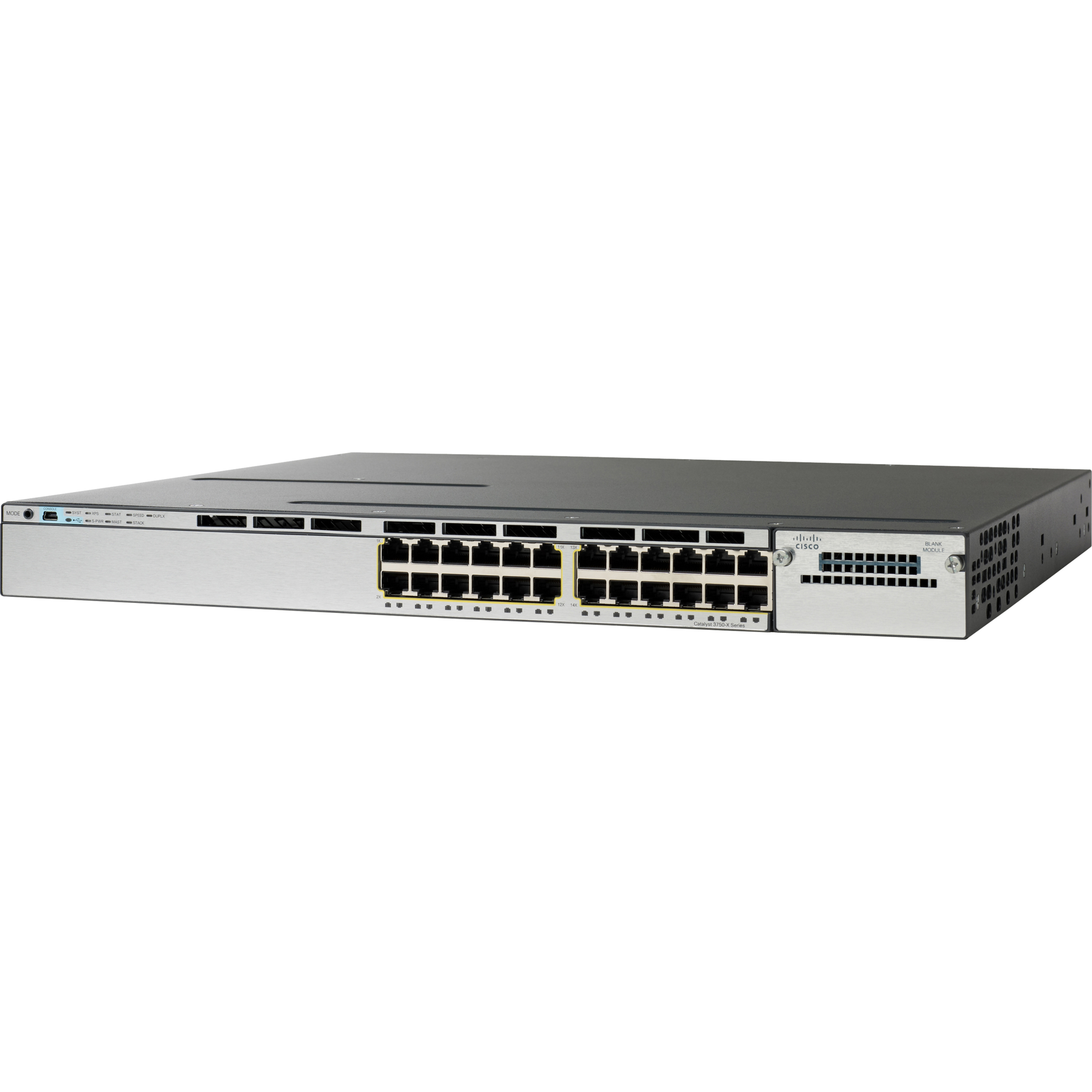 Cisco Catalyst 3750X-24T-L Layer 3 Switch - 24 Ports - Manageable - Gigabit Ethernet, Fast Ethernet - 10/100/1000Base-T - Refurbished - 3 Layer Supported - 1U - Rack-mountable
