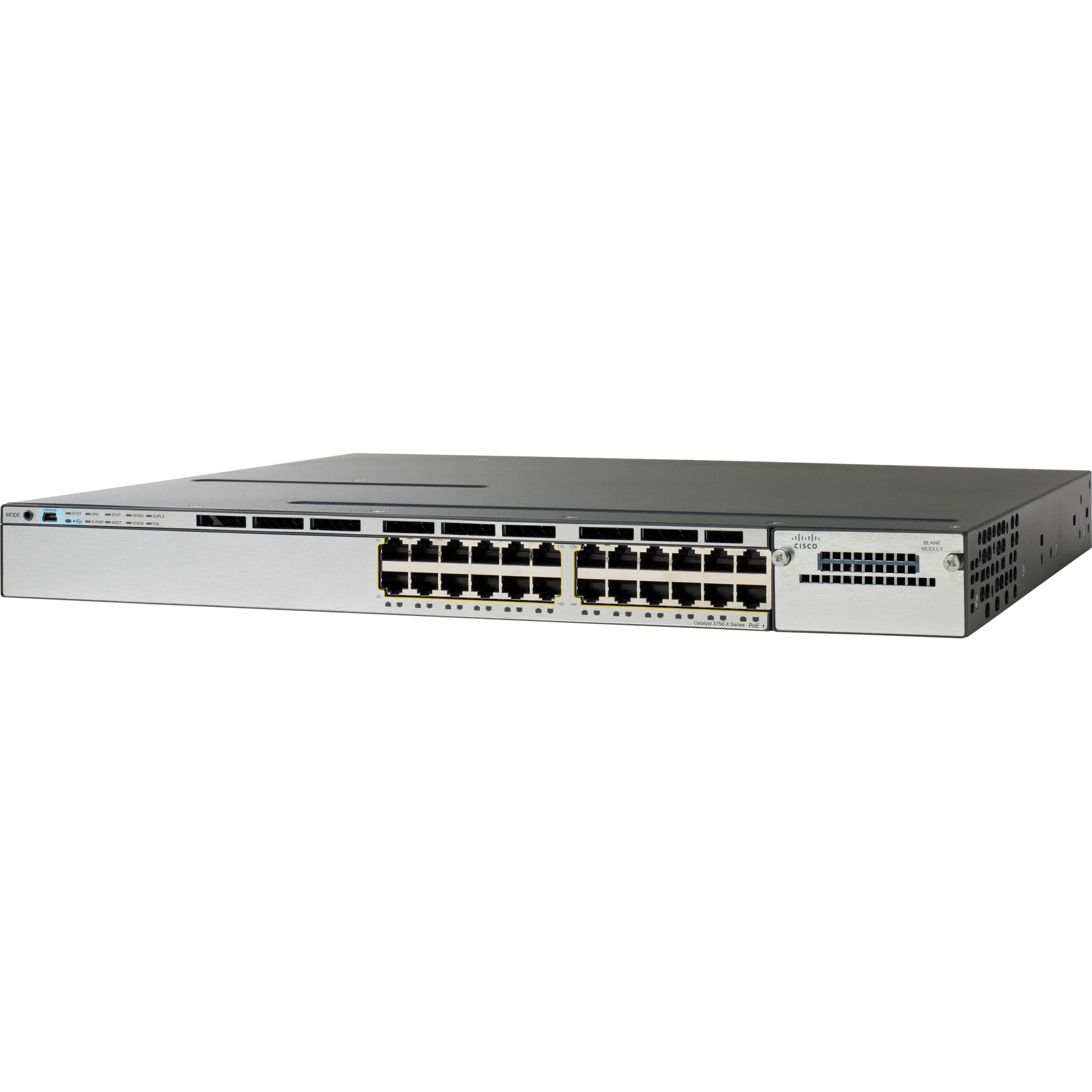 Cisco Catalyst 3750X-24T-S Layer 3 Switch - 24 Ports - Manageable - Gigabit Ethernet, Fast Ethernet - 10/100/1000Base-T, 10/100Base-TX - Refurbished - 3 Layer Supported - 1U - Rack-mountable