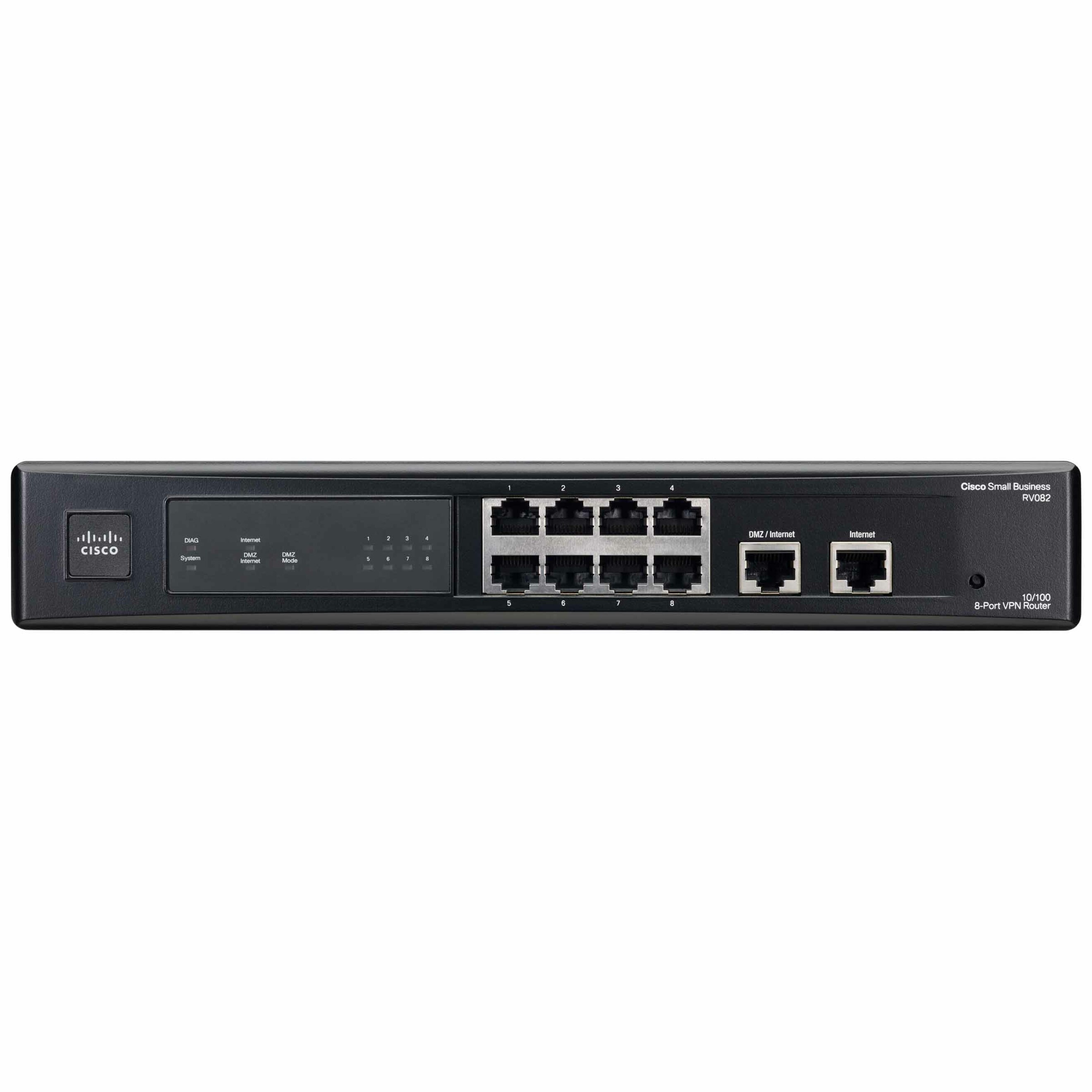 Cisco RV082 Router Appliance - Refurbished - 10 Ports - 8 RJ-45 Port(s) - Fast Ethernet - Desktop