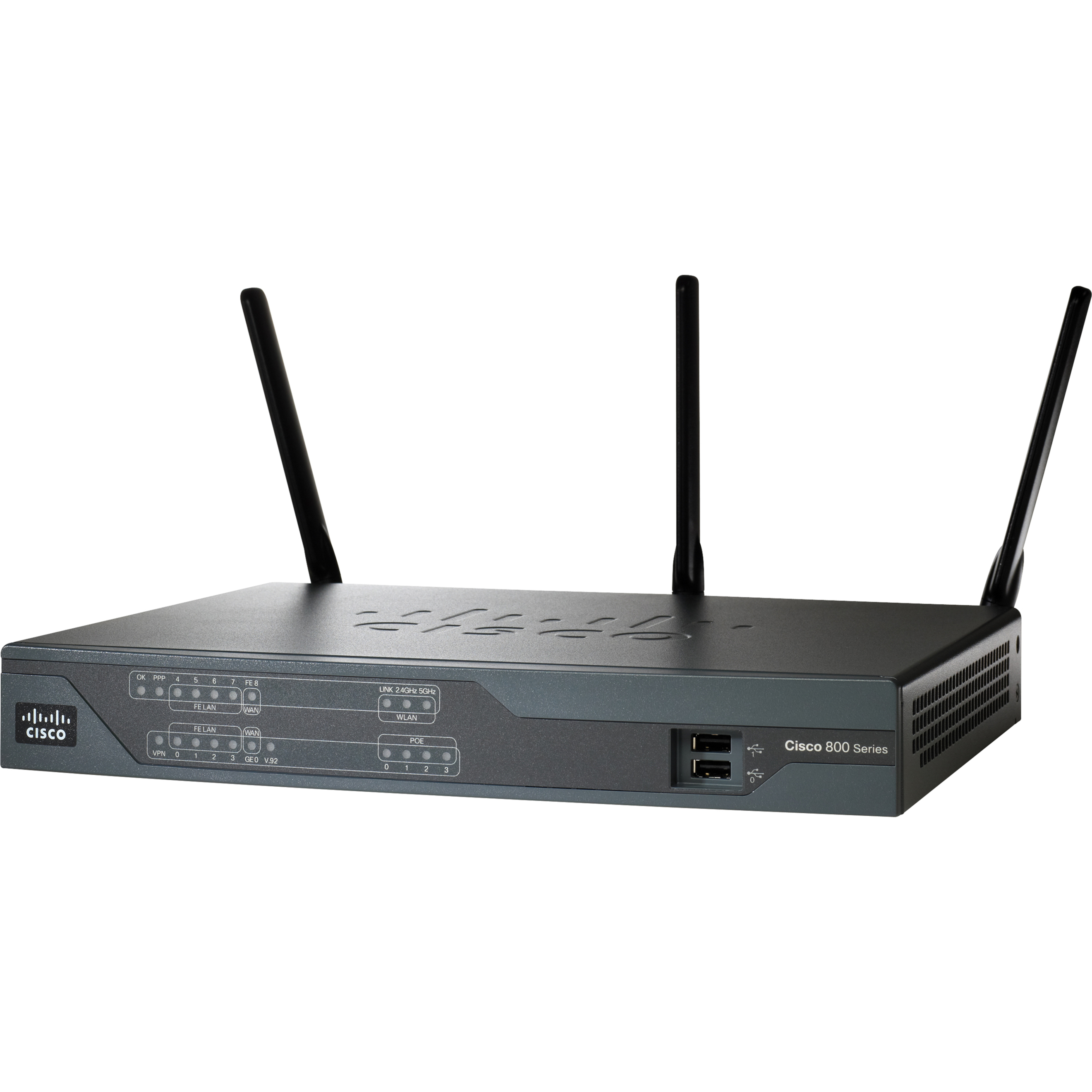 Cisco 891W Wi-Fi 4 IEEE 802.11n Wireless Integrated Services Router - Refurbished - 2.40 GHz ISM Band - 5 GHz UNII Band - 6.75 MB/s Wireless Speed - 8 x Network Port - 2 x Broadband Port - USB - PoE P
