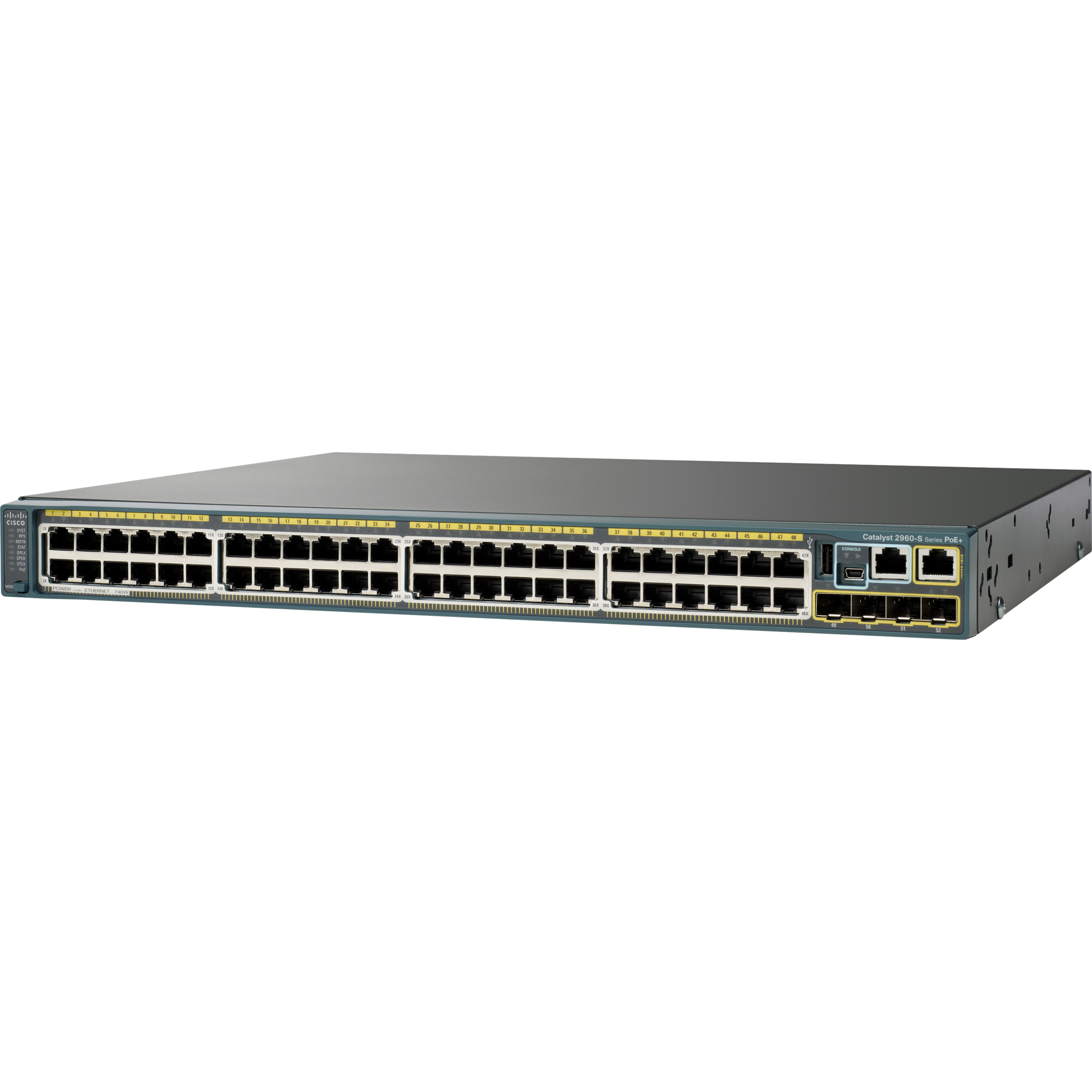Cisco Catalyst 2960S-48TD-L Ethernet Switch - 48 Ports - Manageable - Gigabit Ethernet, Fast Ethernet - 10/100/1000Base-T, 10/100Base-TX - Refurbished - 2 Layer Supported - 1U - Rack-mountable