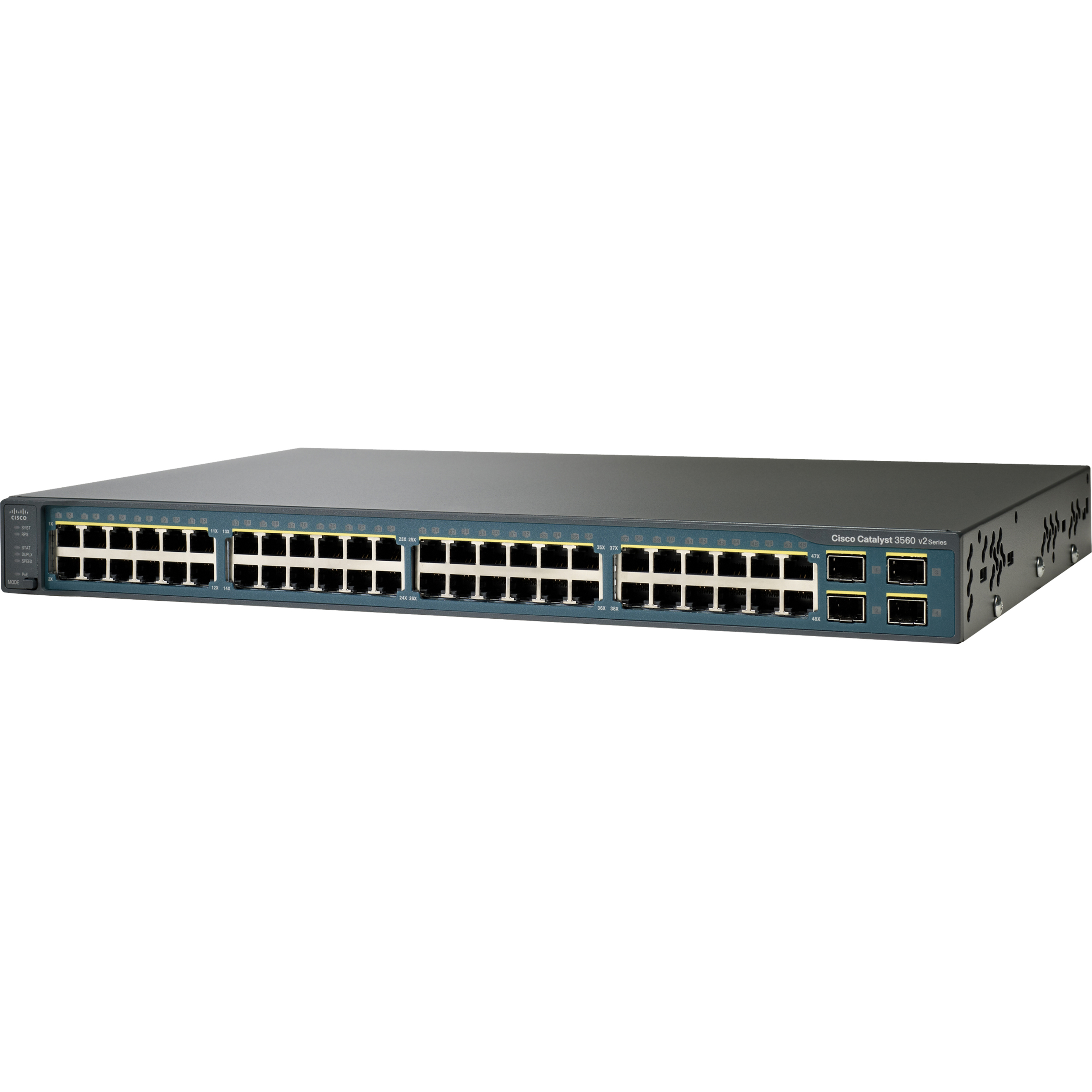 Cisco Catalyst 3560V2-48TS Layer 3 Switch - 48 Ports - Manageable - Fast Ethernet - 10/100Base-TX - Refurbished - 3 Layer Supported - 4 SFP Slots - 1U - Rack-mountable