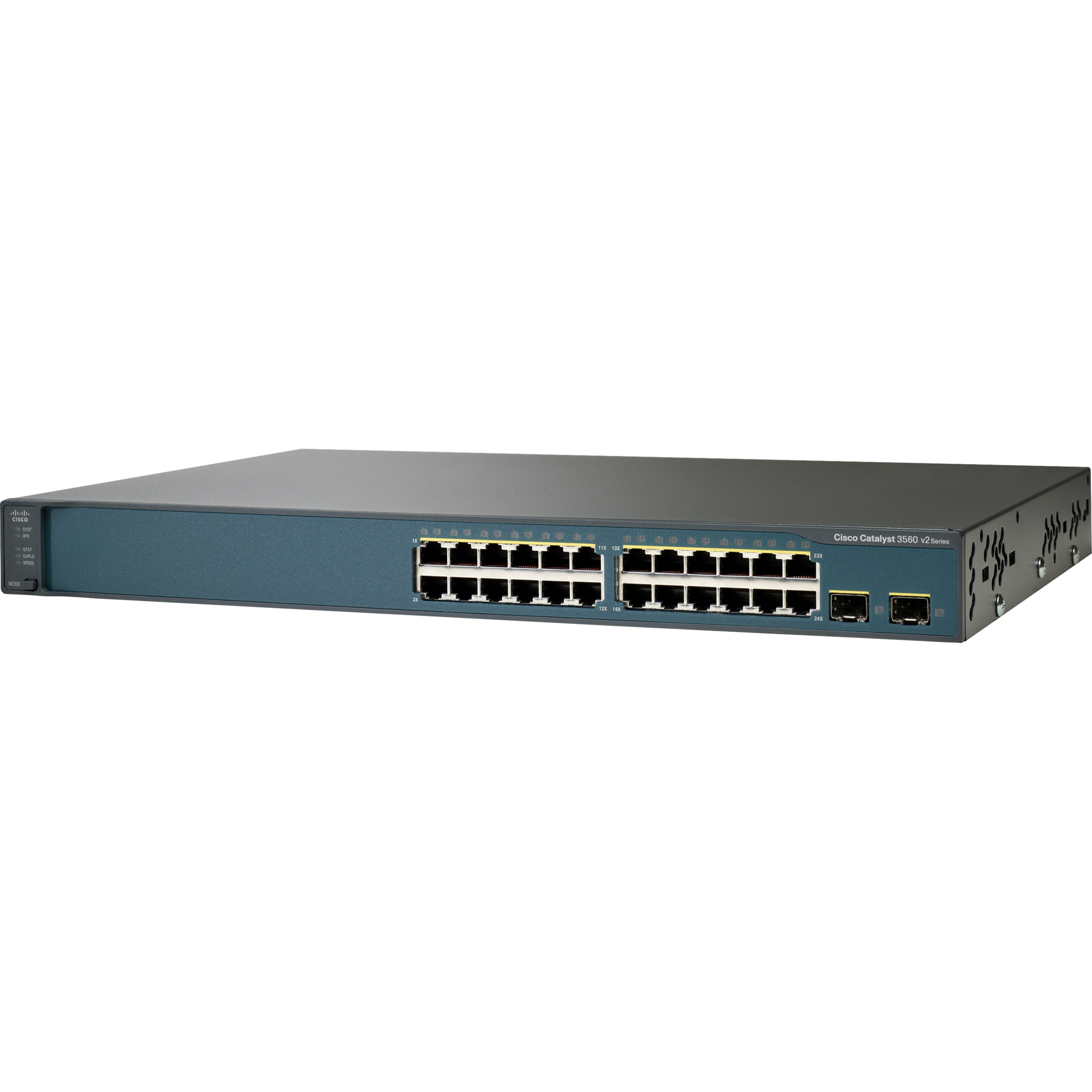 Cisco Catalyst 3560V2-24TS Layer 3 Switch - 24 Ports - Manageable - Fast Ethernet - 10/100Base-TX - Refurbished - 3 Layer Supported - 2 SFP Slots - 1U - Rack-mountable - Lifetime Limited Warranty