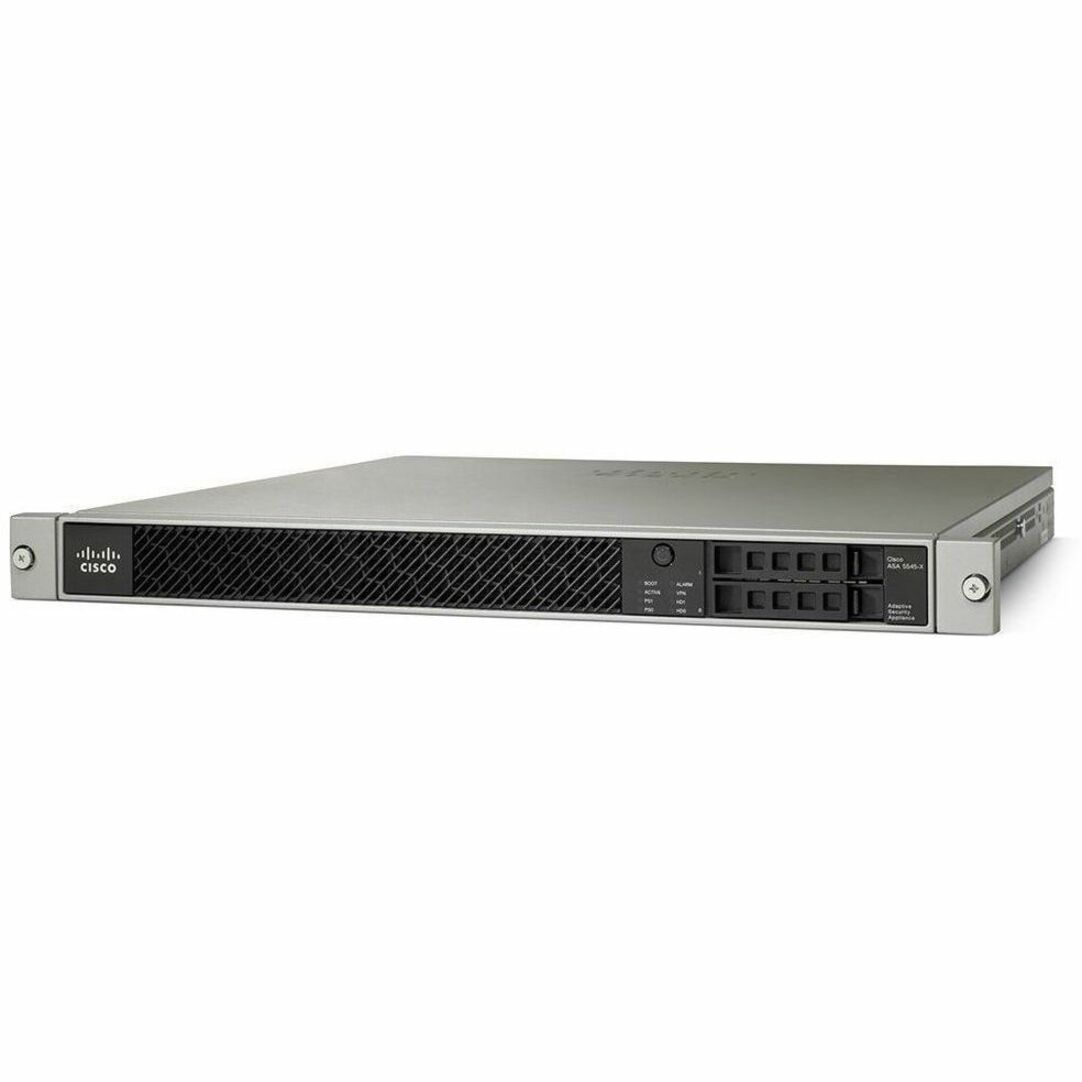 Cisco ASA 5545-X Adaptive Security Appliance - 8 Port - 10/100/1000Base-T, 1000Base-X - Gigabit Ethernet - 3 Gbit/s Firewall Throughput - DES, 3DES, AES - 8 x RJ-45 - 1 Total Expansion Slots - 50 Hz, 