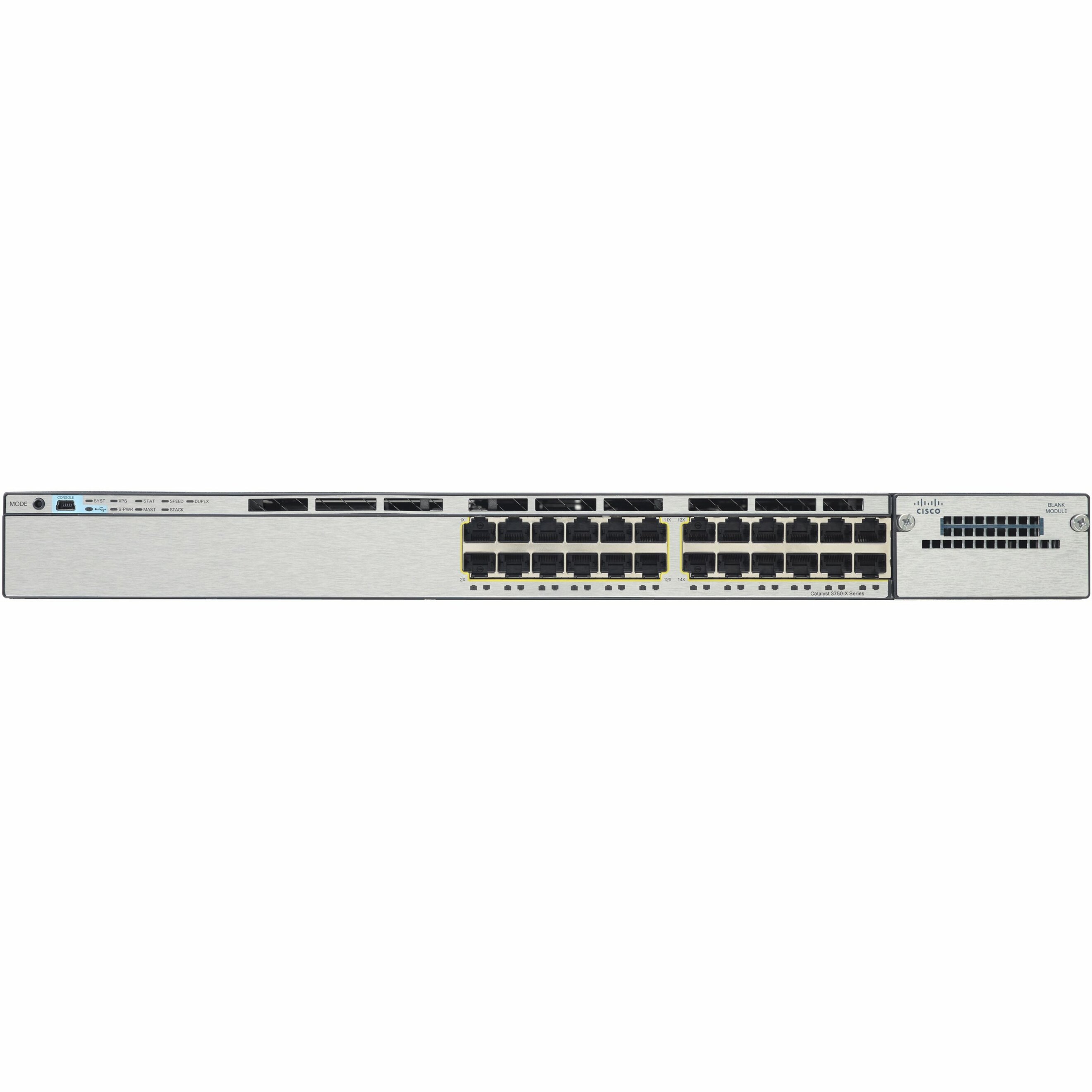 Cisco Catalyst 3750X 24 Port GE SFP IP Base Refurbished - Manageable - 3 Layer Supported - 24 SFP Slots - 1U - Rack-mountable - Lifetime Limited Warranty