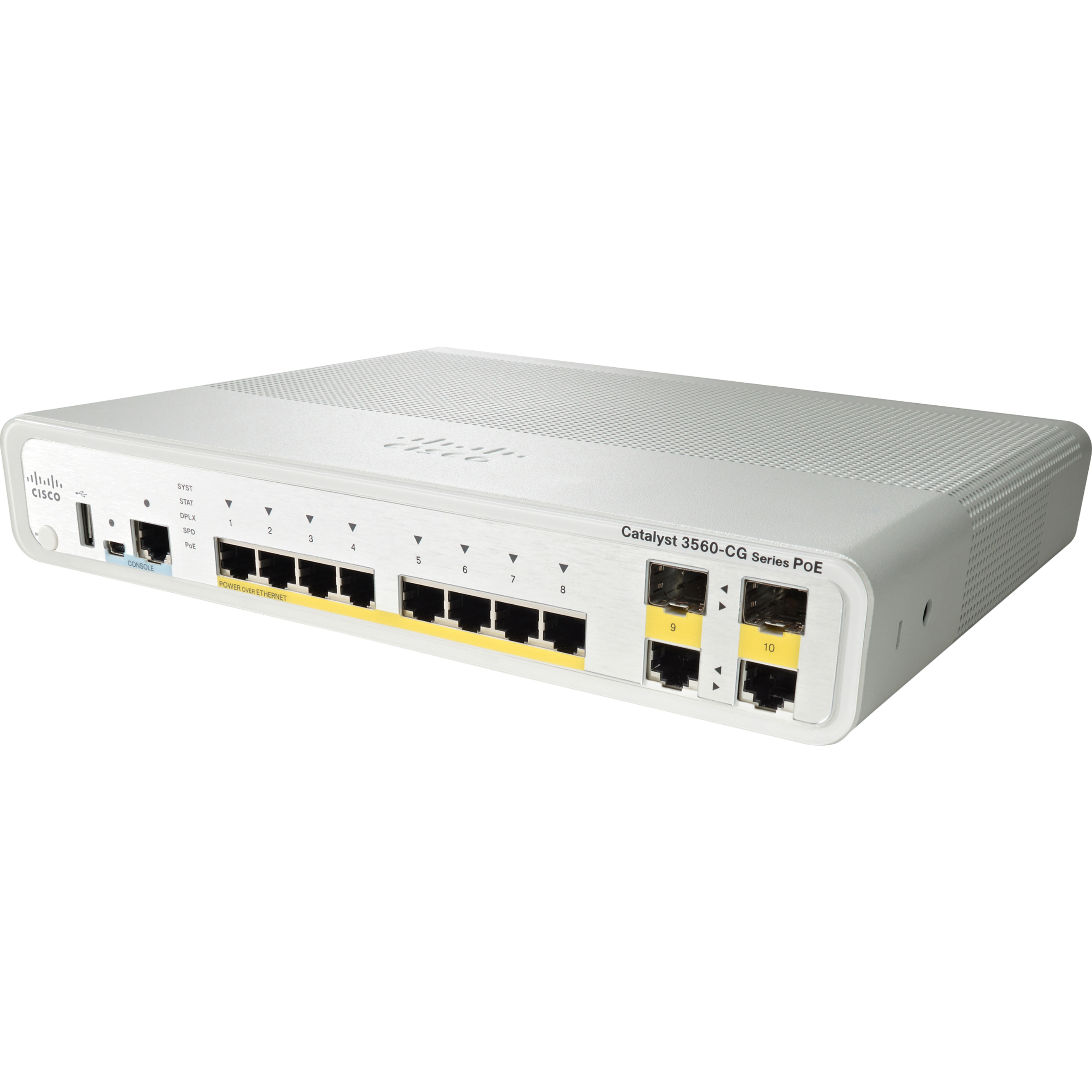 Cisco Catalyst 3560CG-8PC-S Layer 3 Switch - 8 Ports - Manageable - Gigabit Ethernet - 10/100/1000Base-T - Refurbished - 3 Layer Supported - 2 SFP Slots - Twisted Pair - PoE Ports - Desktop, Rack-moun