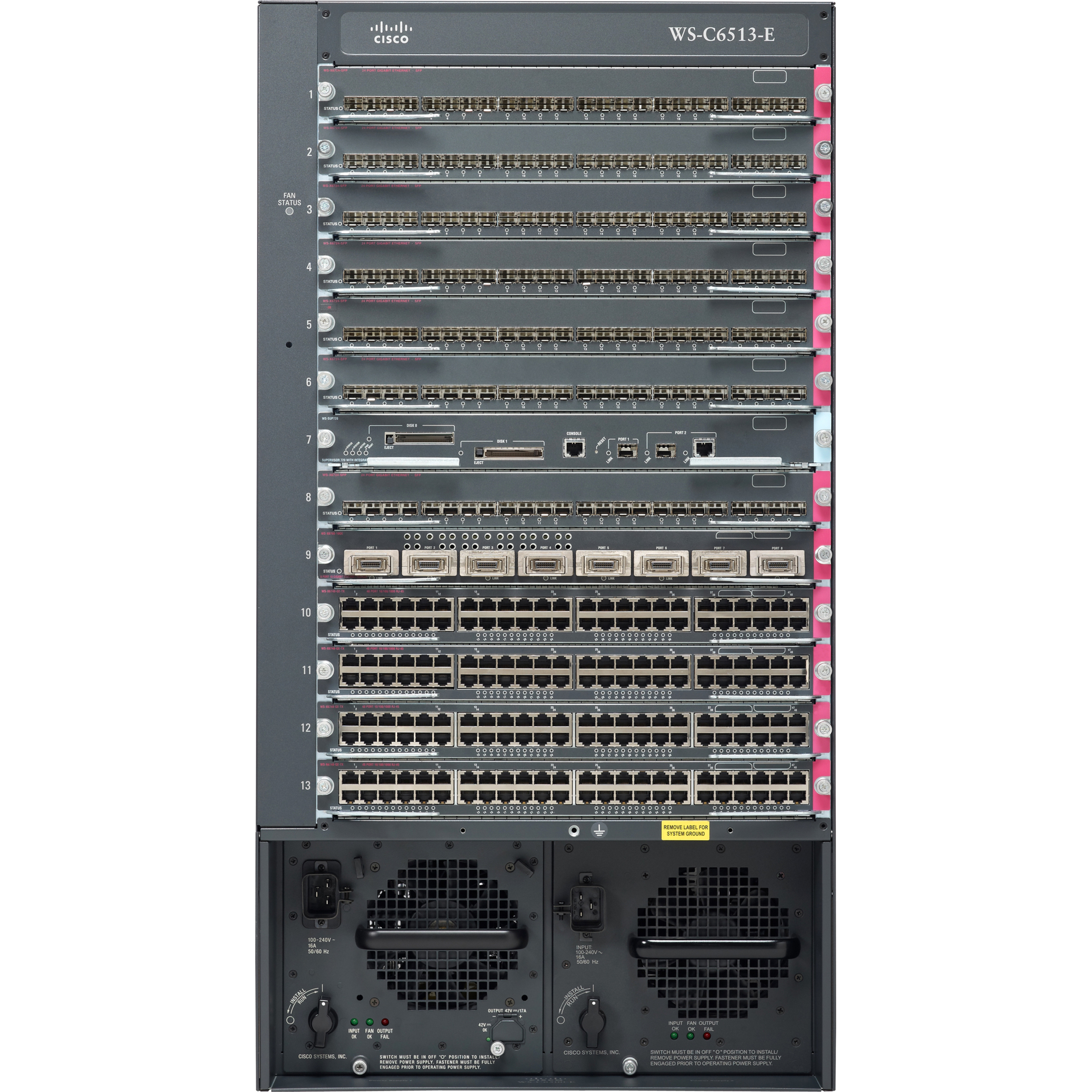 Cisco Catalyst 6513 Enhanced Chassis - Manageable - Refurbished - 3 Layer Supported - Rack-mountable - 90 Day Limited Warranty