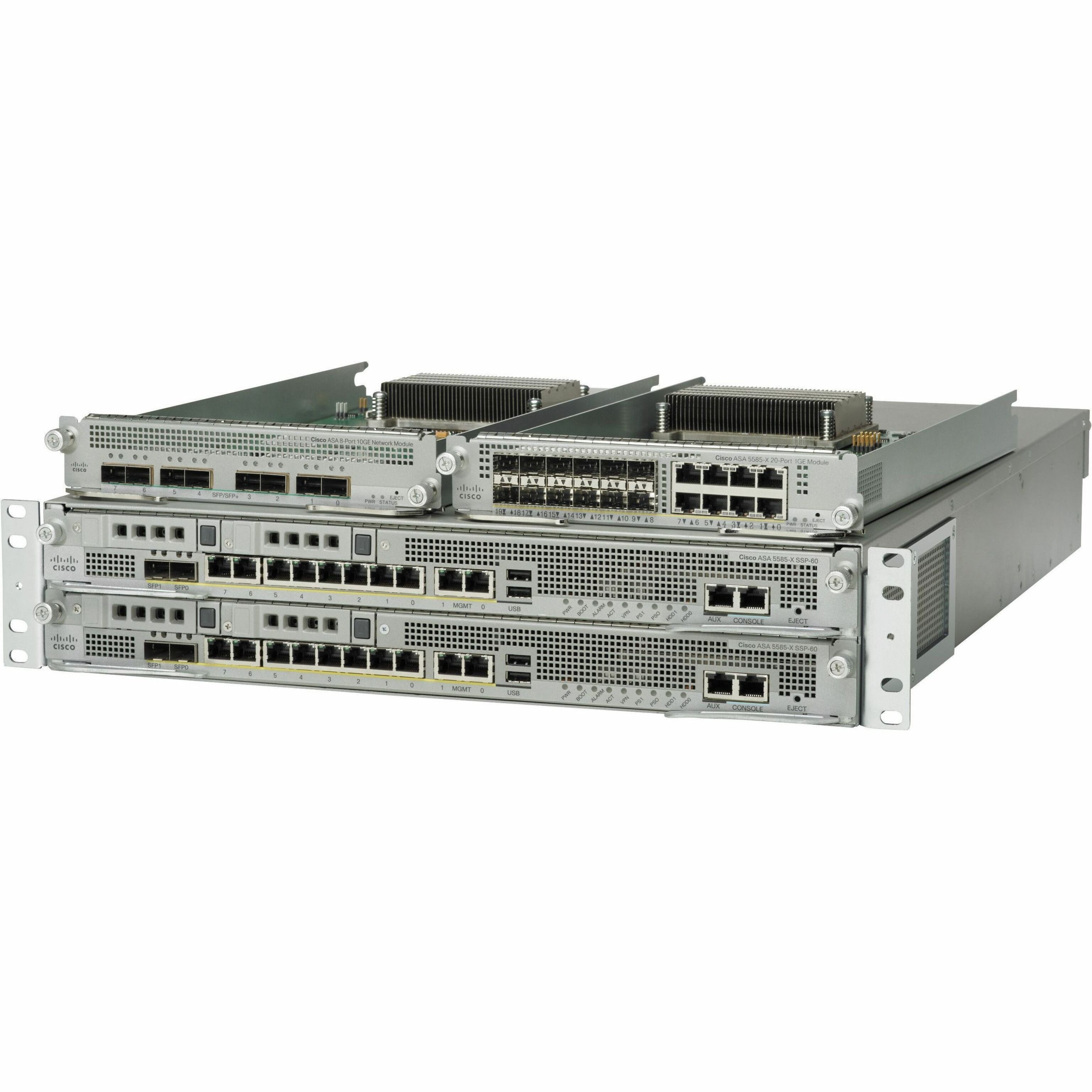 Cisco ASA 5585-X Network Security/Firewall Appliance - 16 Port - 1000Base-T - Gigabit Ethernet - 4 Gbit/s Firewall Throughput - 3DES, AES - 16 x RJ-45 - 2U - Rack-mountable