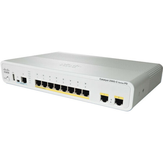 Cisco Catalyst 2960CPD-8PT-L Ethernet Switch - 8 Ports - Manageable - Fast Ethernet, Gigabit Ethernet - 10/100Base-TX, 10/100/1000Base-T - Refurbished - 2 Layer Supported - Twisted Pair - PoE Ports - 