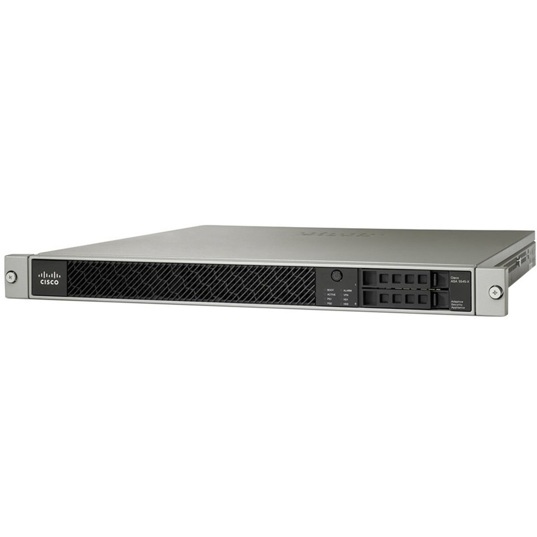 Cisco ASA 5545-X Firewall Edition - 8 Port - 10/100/1000Base-T - Gigabit Ethernet - 3DES, AES - 8 x RJ-45 - 1 Total Expansion Slots - 1U - Rack-mountable