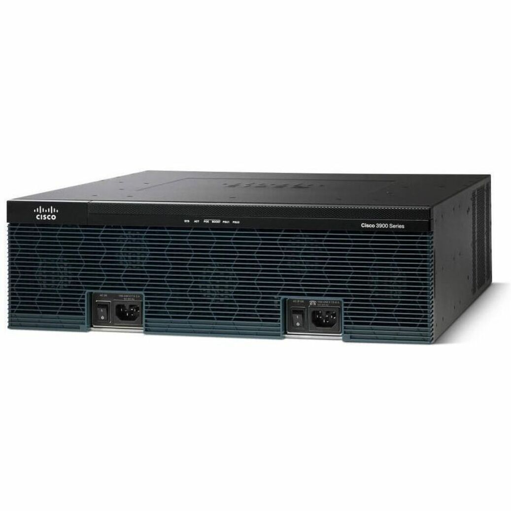 Cisco 3925 Integrated Services Router - Refurbished - 3 Ports - Management Port - 15 HWIC Slots, PVDM Slots, SFP (mini-GBIC) Slots - 1 GB - Gigabit Ethernet - 3U - Rack-mountable, Desktop - 90 Day