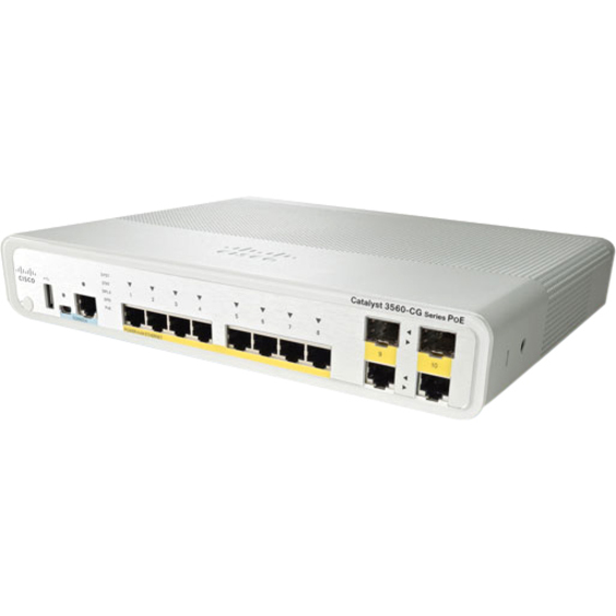 Cisco Catalyst WS-C3560C-8PC-S Layer 3 Switch - 8 Ports - Manageable - Fast Ethernet, Gigabit Ethernet - 10/100Base-TX, 10/100/1000Base-T - Refurbished - 2 Layer Supported - 2 SFP Slots - Twisted Pair