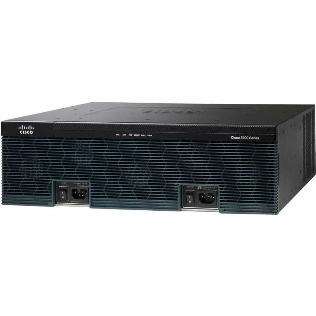 Cisco 3925 Integrated Services Router - Refurbished - 3 Ports - Management Port - 15 PVDM Slots, HWIC Slots, SFP (mini-GBIC) Slots, Serial Module Slots - 1 GB - 3U - Rack-mountable - 90 Day