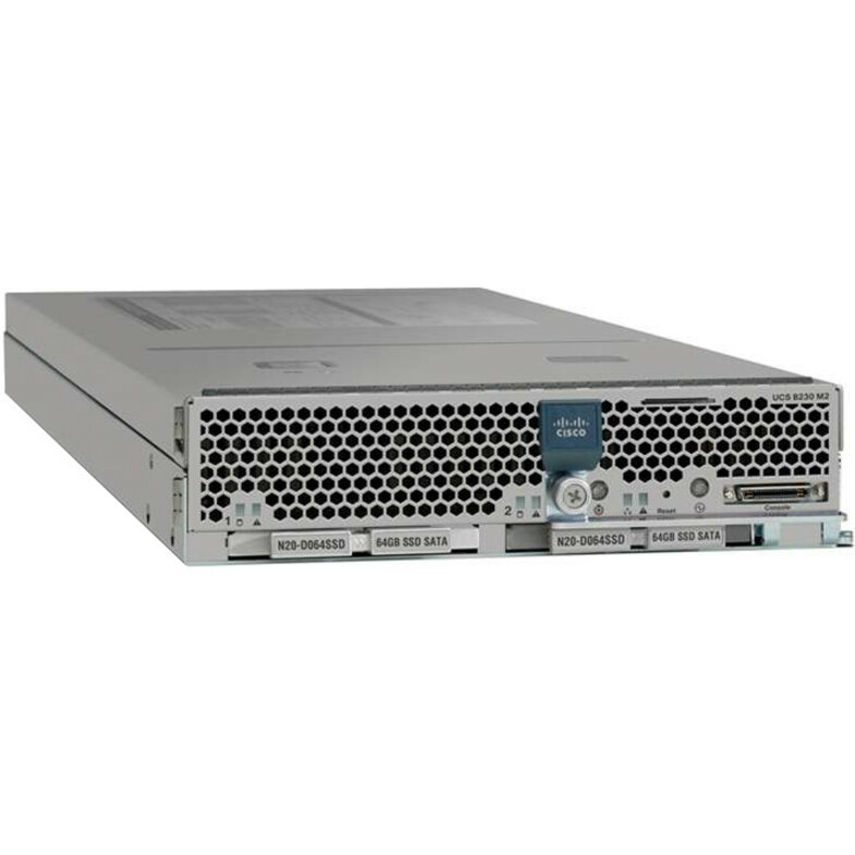 Cisco B230 M2 Blade Server - 2 Xeon E7-2860 2.26 GHz - 128 GB RAM - Serial Attached SCSI (SAS) Controller - Intel Chip - 2 Processor Support - 512 GB RAM Support - DDR3 SDRAM - 0, 1 RAID Levels - Giga