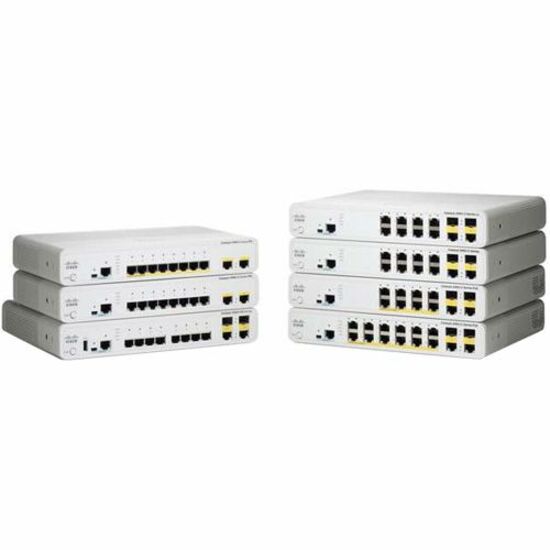 Cisco 2960C Switch 8 FE, 2 x Dual Purpose Uplink, LAN Lite - 8 Ports - Manageable - 10/100Base-TX - Refurbished - 2 Layer Supported - 2 SFP Slots - Rack-mountable, Rail-mountable - Lifetime Limited Wa