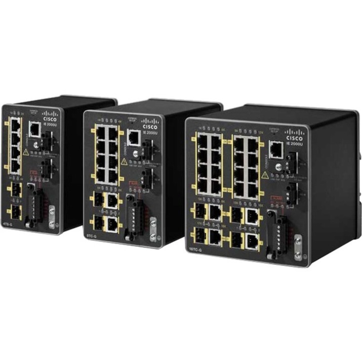 Cisco IE-2000U-4TS-G Ethernet Switch - 4 Ports - Manageable - Fast Ethernet, Gigabit Ethernet - 10/100Base-T, 1000Base-X - 3 Layer Supported - Modular - 2 SFP Slots - Optical Fiber, Twisted Pair - Rai