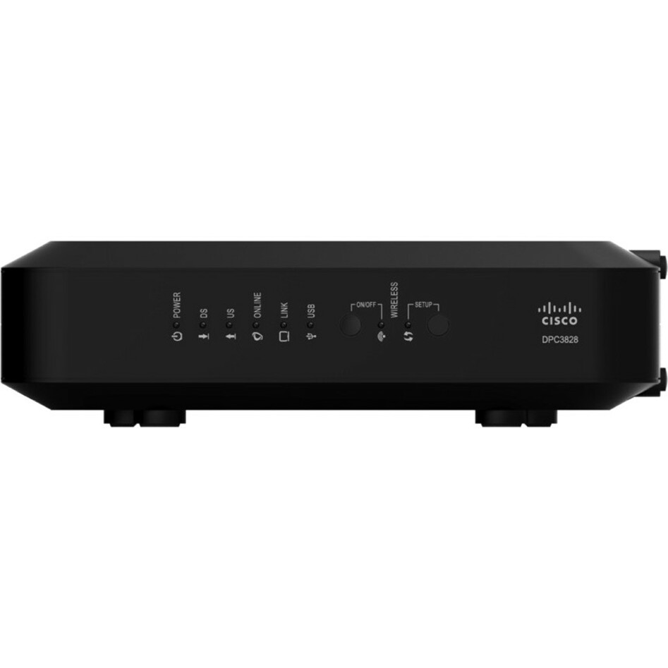 Cisco DPC3828 Wi-Fi 4 IEEE 802.11n Cable Modem/Wireless Router - 2.40 GHz ISM Band - 50 MB/s Wireless Speed - 4 x Network Port - USB - Gigabit Ethernet - Desktop, Wall Mountable