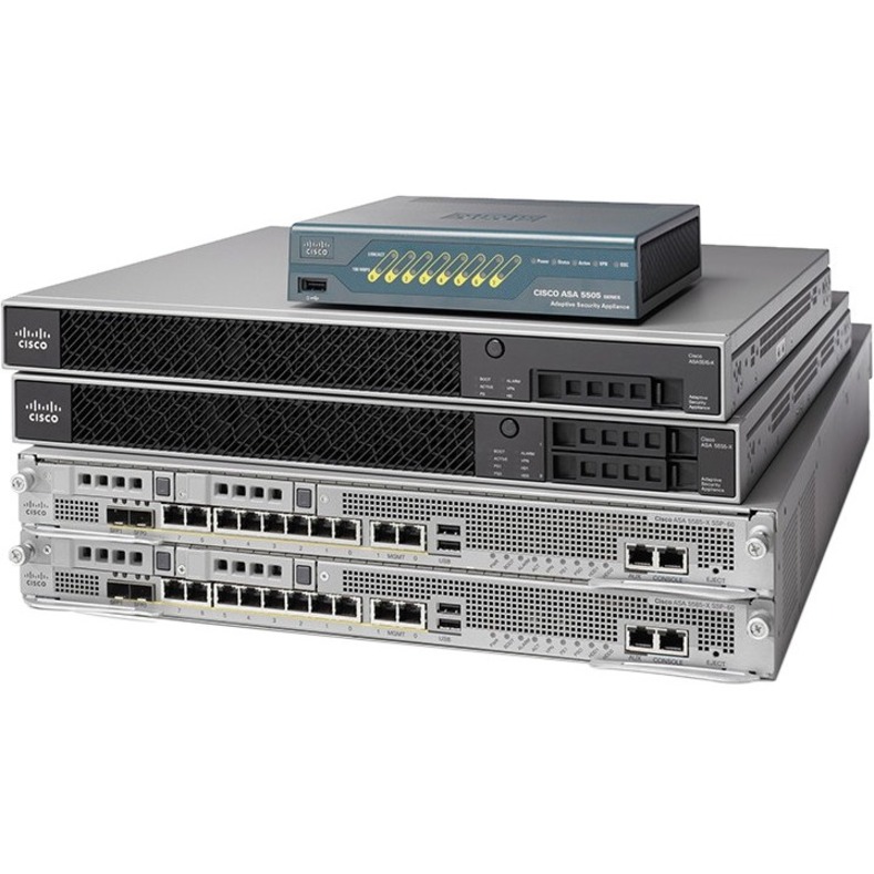 Cisco ASA 5555-X Network Security/Firewall Appliance - 8 Port - 10/100/1000Base-T - Gigabit Ethernet - 3DES, AES - 8 x RJ-45 - 1 Total Expansion Slots - 1U - Rack-mountable, Desktop