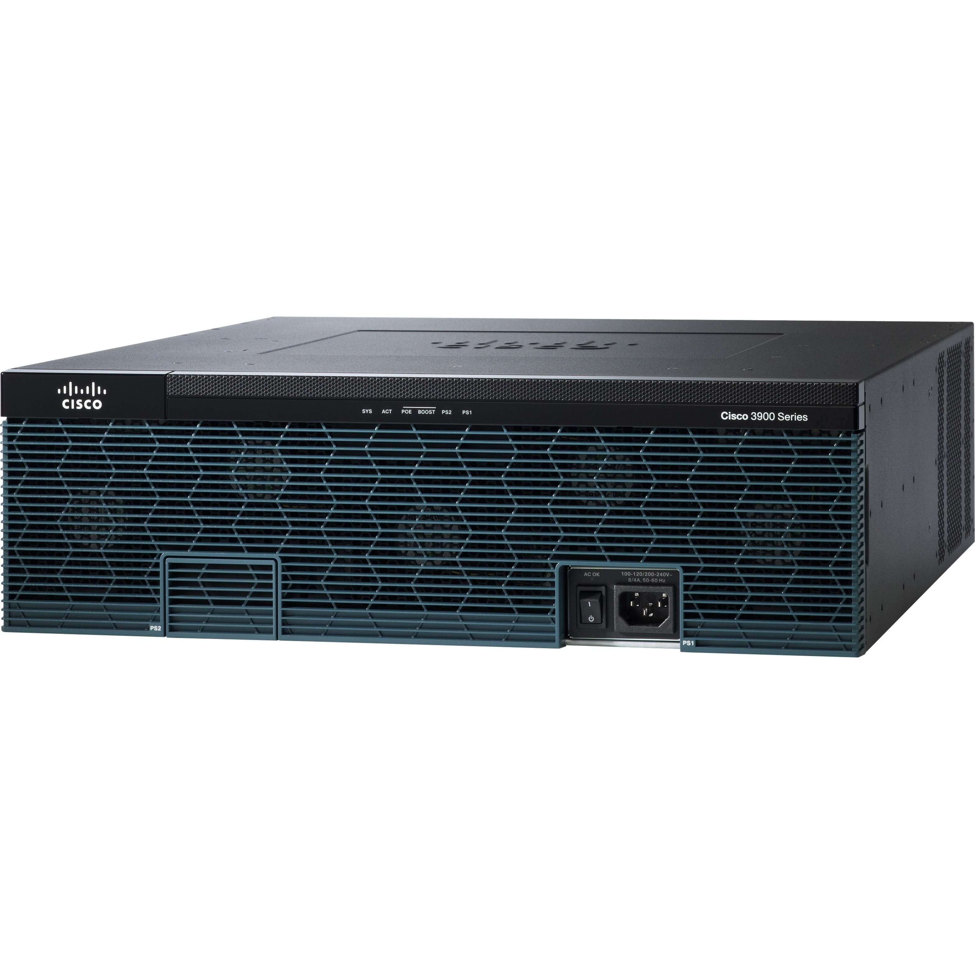 Cisco 3945E Integrated Services Router - Refurbished - 4 Ports - PoE Ports - Management Port - 9 - Gigabit Ethernet - 3U - Rack-mountable - 90 Day