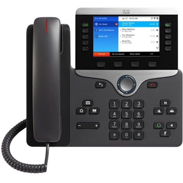 Cisco 8861 IP Phone - Corded/Cordless - Corded - Bluetooth - Wall Mountable, Desktop - Black - 5 x Total Line - VoIP - 5" - Enhanced User Connect License - 2 x Network (RJ-45) - PoE Ports
