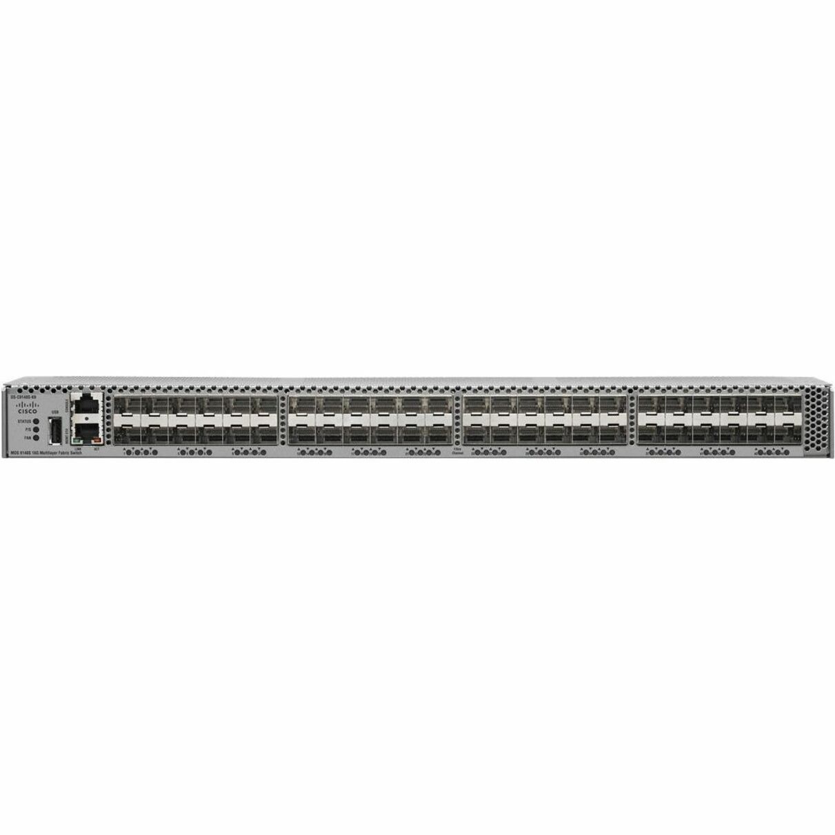 Cisco MDS 9148S Fibre Channel Switch - 48 Ports - 16 Gbit/s - 48 Fiber Channel Ports - 1 x RJ-45 - Gigabit Ethernet - 12 x SFP+ Slots - Rack-mountable - 1U
