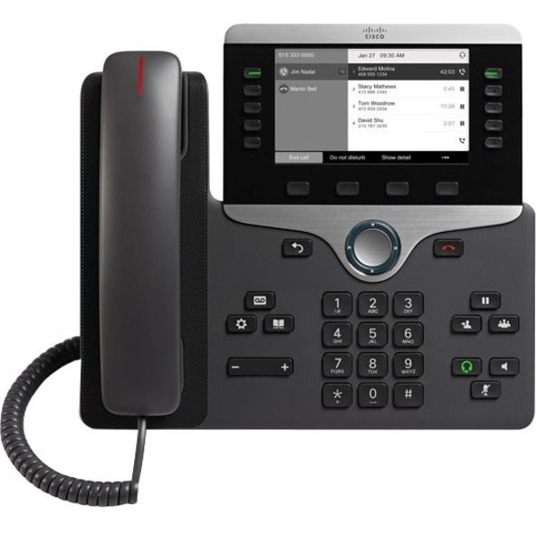 Cisco 8811 IP Phone - Corded - Wall Mountable - Black - 5 x Total Line - VoIP - 5" - User Connect License - 2 x Network (RJ-45) - PoE Ports