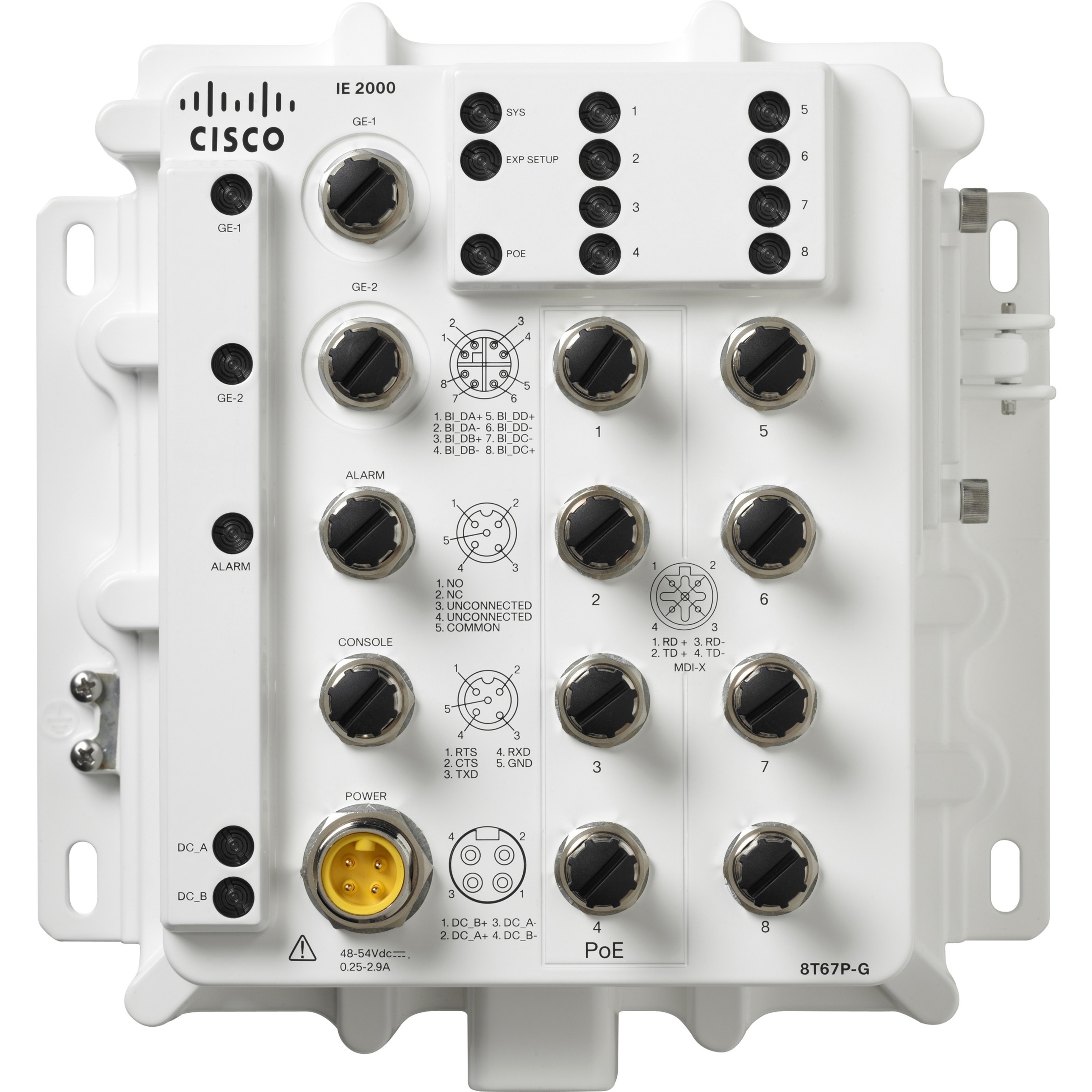 Cisco IE-2000-8T67P-G-E Ethernet Switch - 10 Ports - Manageable - Fast Ethernet, Gigabit Ethernet - 10/100Base-TX, 10/100/1000Base-TX - 2 Layer Supported - Twisted Pair - Wall Mountable - 5 Year Limit