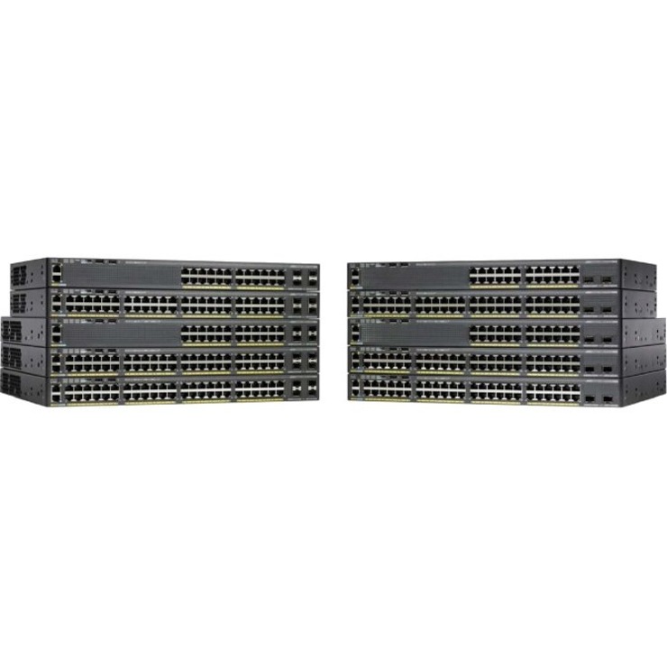 Cisco Catalyst 2960X-48TD-L Ethernet Switch - 48 Ports - Manageable - 10/100/1000Base-T, 10GBase-X - Refurbished - 2 Layer Supported - 1U - Desktop, Rack-mountable - Lifetime Limited Warranty