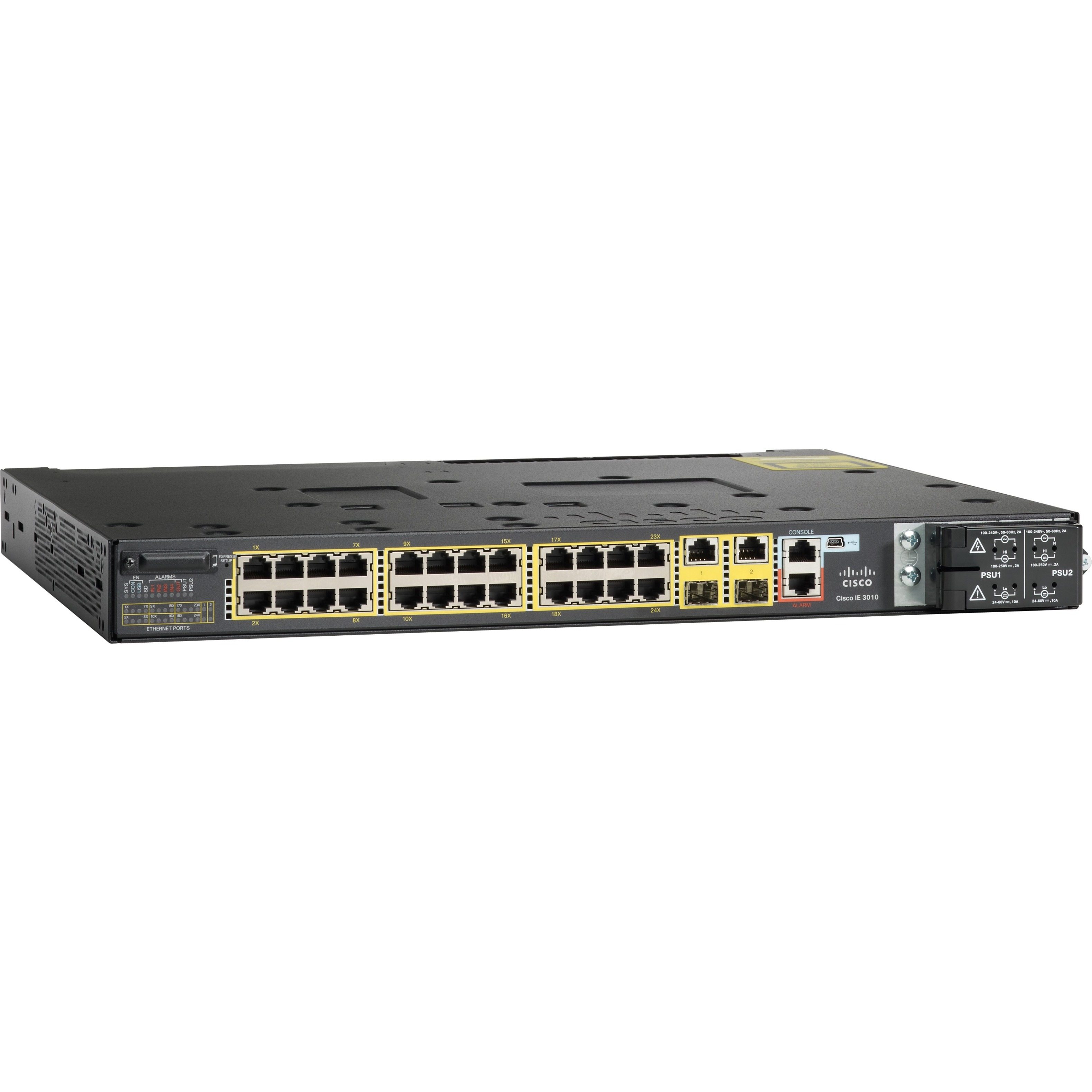 Cisco IE-3010-24TC Ethernet Switch - 26 Ports - Manageable - Fast Ethernet, Gigabit Ethernet - 10/100Base-TX, 10/100/1000Base-T, 1000Base-X - Refurbished - 2 Layer Supported - 2 SFP Slots - Twisted Pa