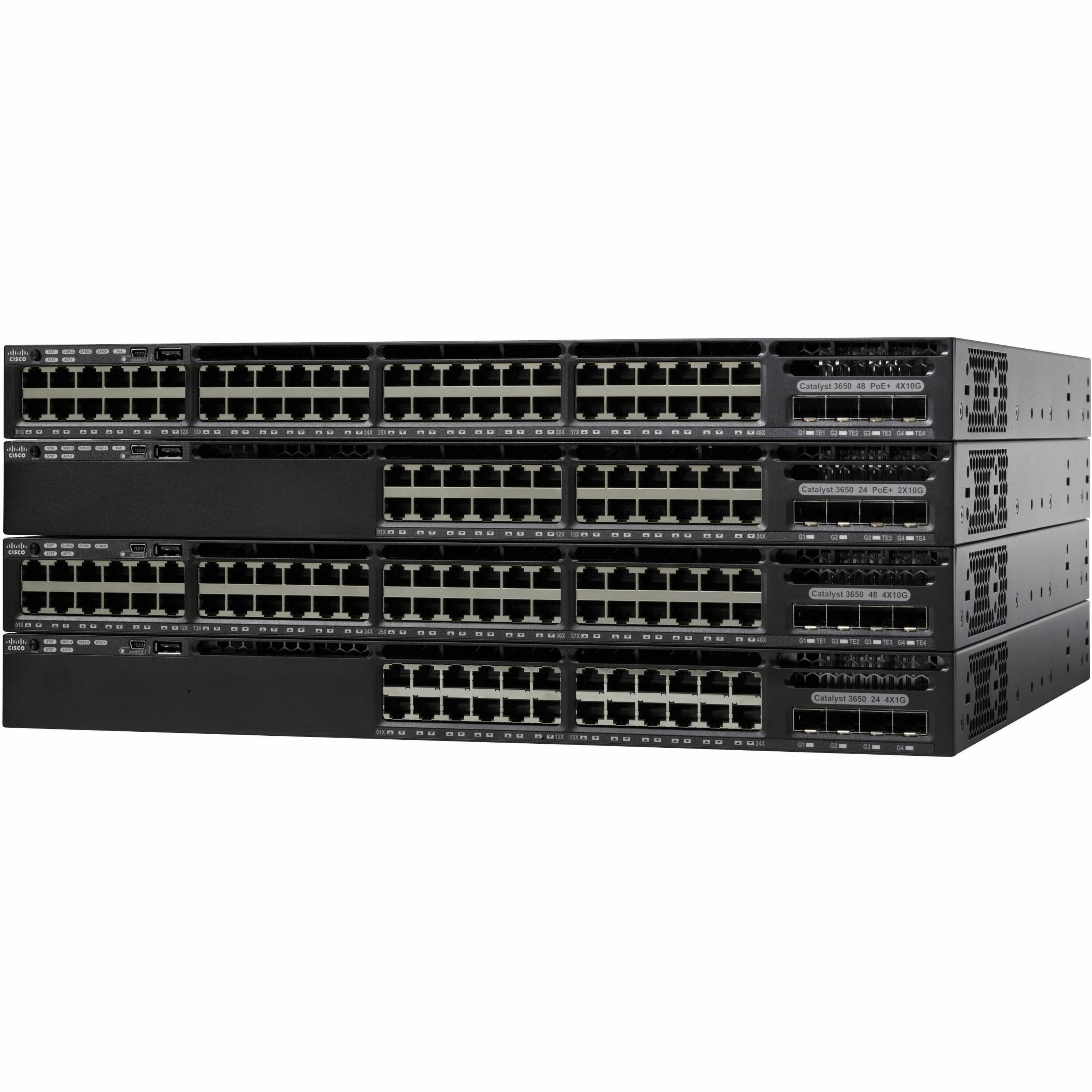 Cisco Catalyst 3650 Ethernet Switch - 48 Ports - Manageable - Gigabit Ethernet, 10 Gigabit Ethernet - 1000Base-T, 10GBase-X - 3 Layer Supported - 775 W PoE Budget - Twisted Pair, Optical Fiber - PoE P
