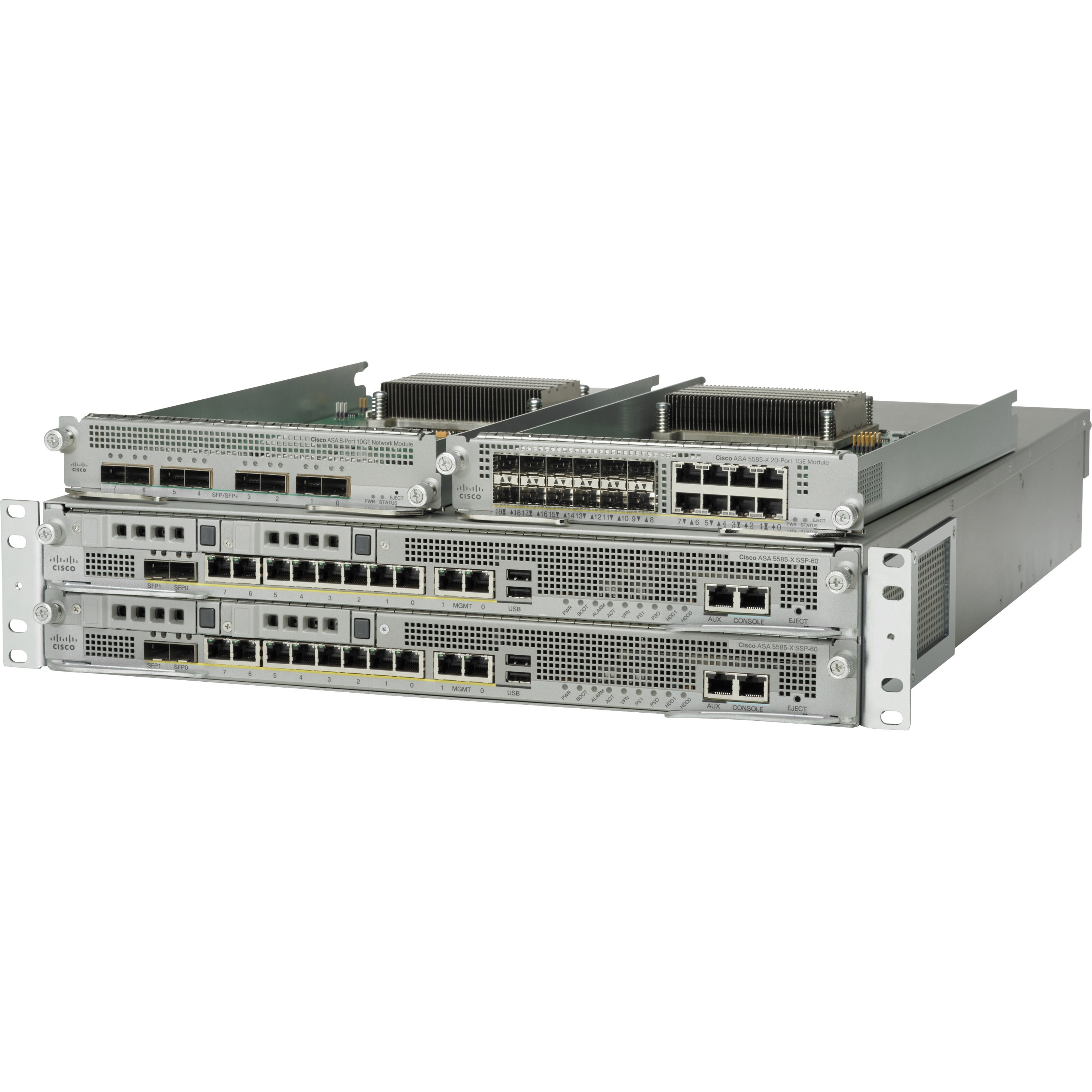 Cisco 5585-X Firewall Edition Adaptive Security Appliance - 8 Port - 10/100/1000Base-T - Gigabit Ethernet - 3DES, AES - 4 Total Expansion Slots - 2U - Rack-mountable