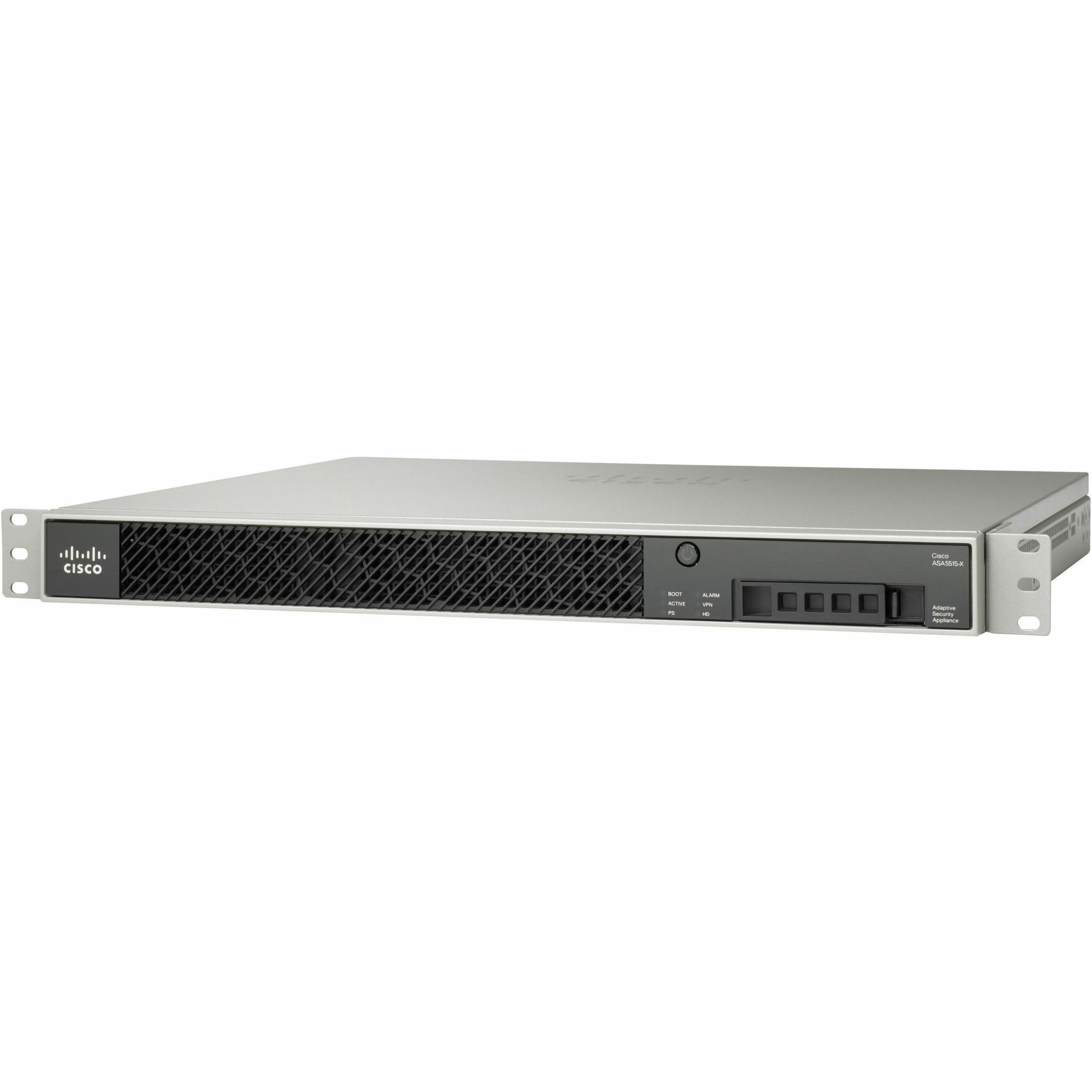 Cisco ASA 5515-X Firewall Edition - 6 Port - 10/100/1000Base-T - Gigabit Ethernet - 3DES, AES - 6 x RJ-45 - 1 Total Expansion Slots - 1U - Rack-mountable