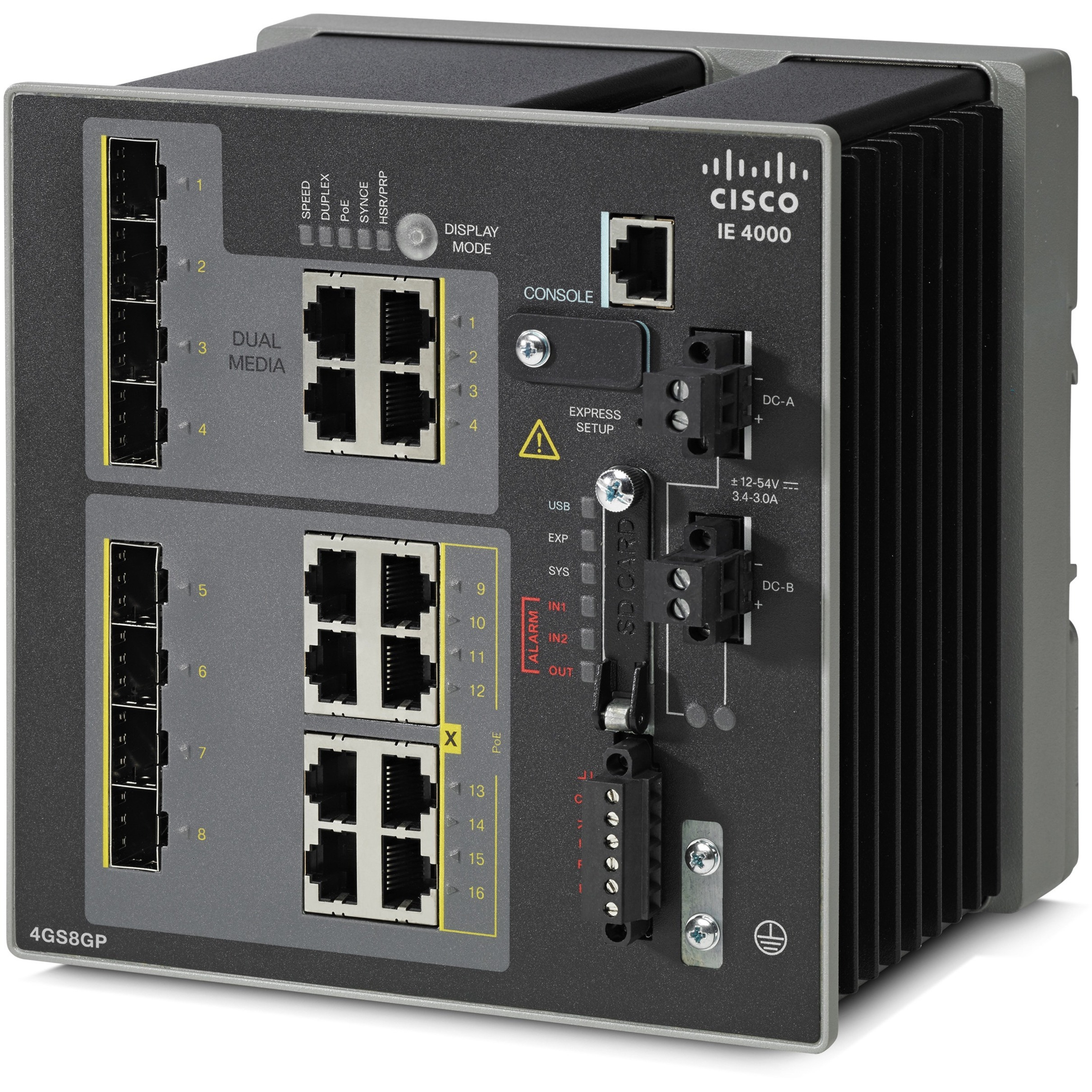 Cisco IE-4000-4GS8GP4G-E Layer 3 Switch - 12 Ports - Manageable - Gigabit Ethernet - 1000Base-T, 1000Base-X - 3 Layer Supported - 4 SFP Slots - Twisted Pair, Optical Fiber - Rail-mountable - Lifetime