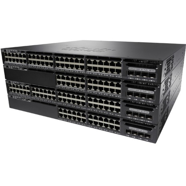 Cisco Catalyst 3650-48P Layer 3 Switch - 48 Ports - Manageable - 10/100/1000Base-T - 4 Layer Supported - 1U - Rack-mountable, Desktop