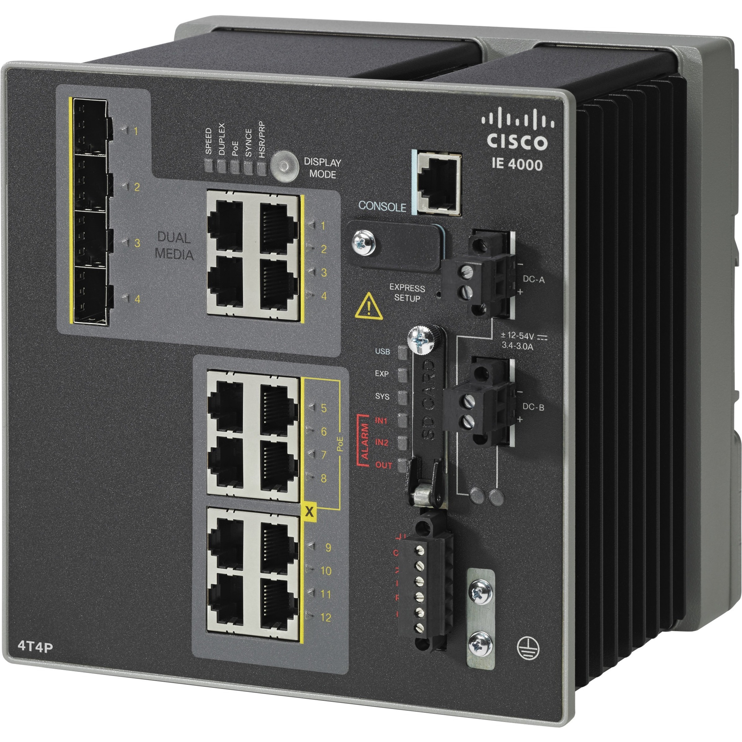 Cisco IE-4000-4T4P4G-E Layer 3 Switch - 12 Ports - Manageable - Fast Ethernet, Gigabit Ethernet - 10/100Base-T, 100Base-X, 1000Base-X - 3 Layer Supported - Twisted Pair - Rail-mountable - Lifetime Lim