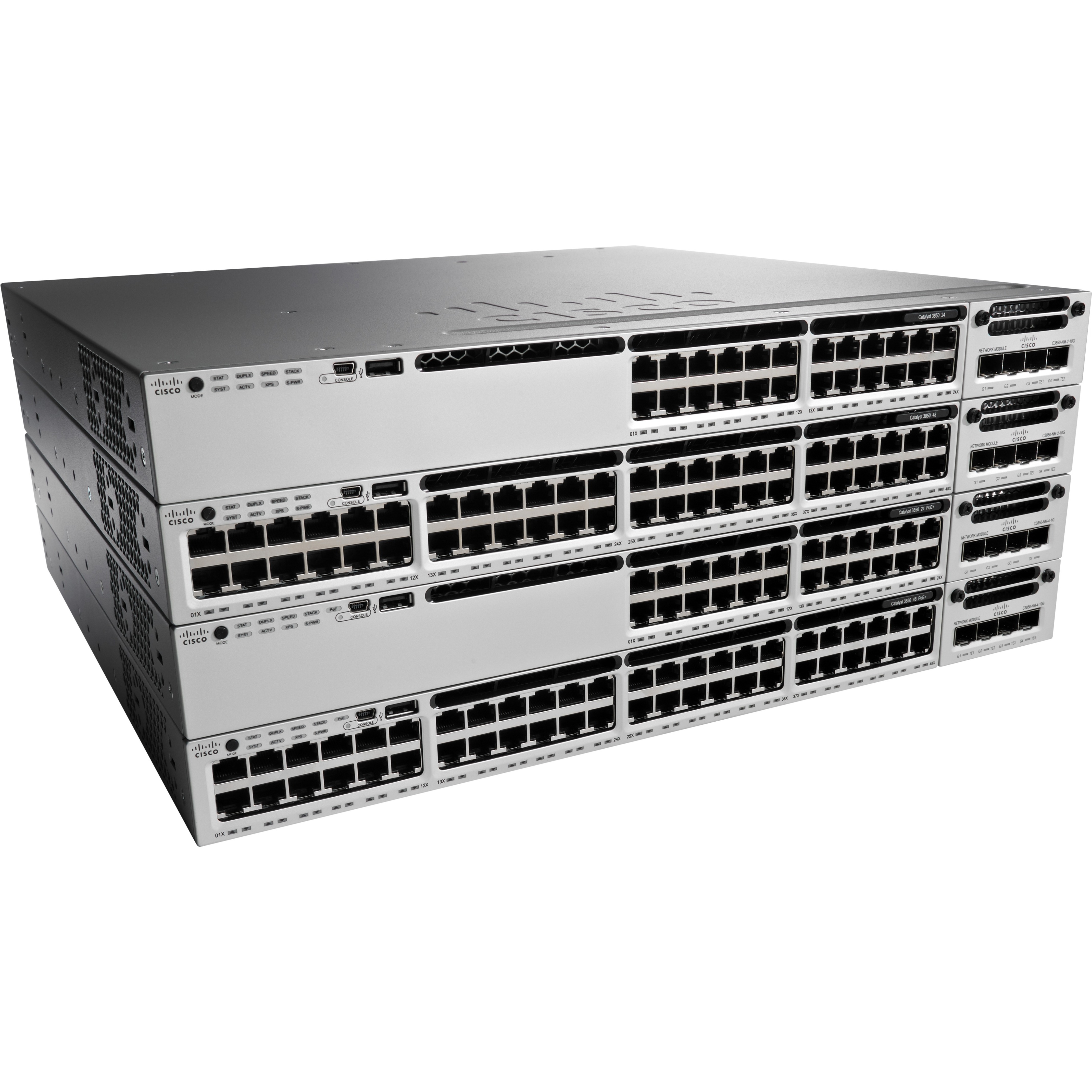Cisco Catalyst 3850-24S Ethernet Switch - Manageable - Gigabit Ethernet - 1000Base-X - 3 Layer Supported - 24 SFP Slots - Optical Fiber - 1U - Rack-mountable - Lifetime Limited Warranty