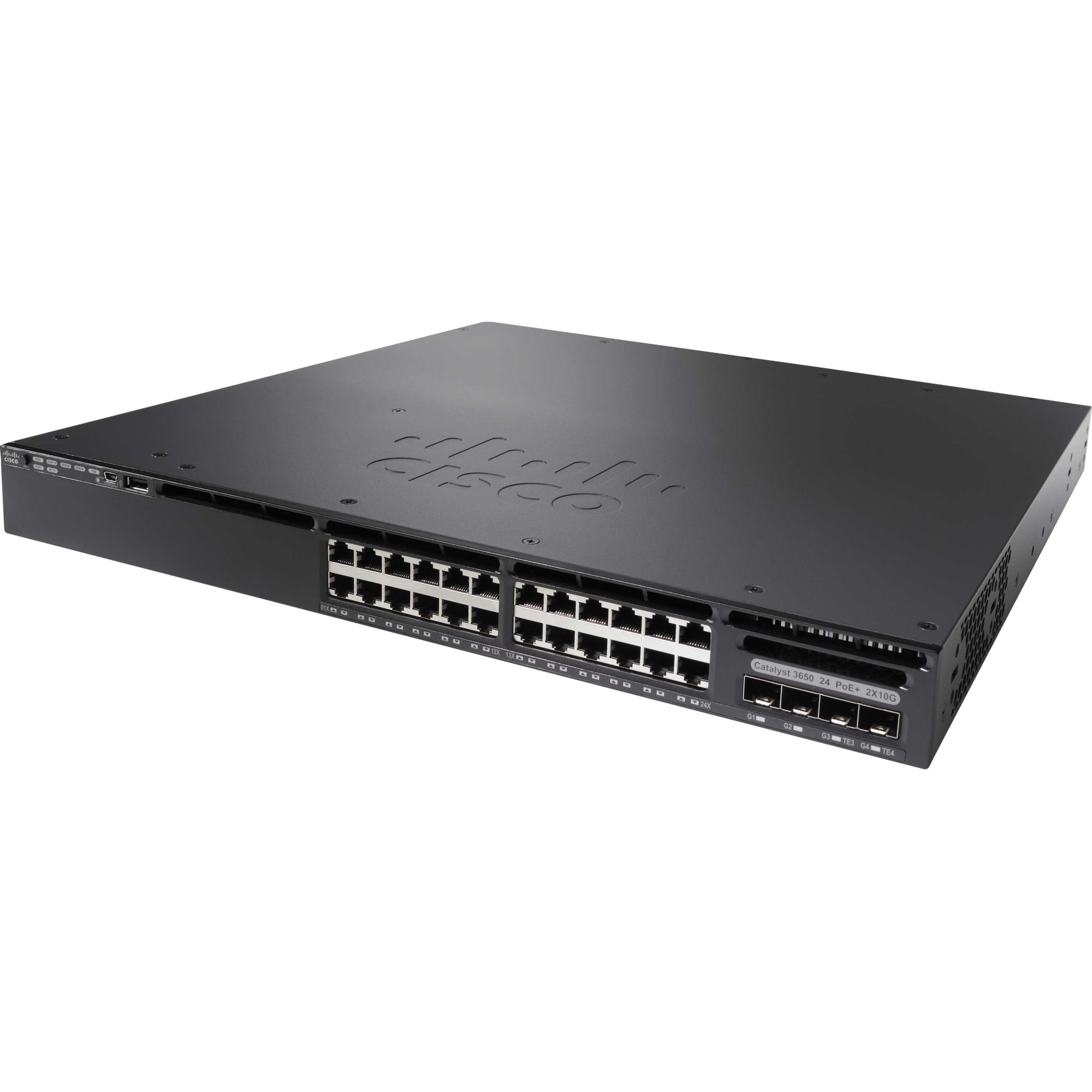 Cisco Catalyst 3650-24TS Ethernet Switch - 24 Ports - Manageable - Gigabit Ethernet - 1000Base-X, 1000Base-T - 3 Layer Supported - 4 SFP Slots - Optical Fiber, Twisted Pair - 1U - Rack-mountable - Lif