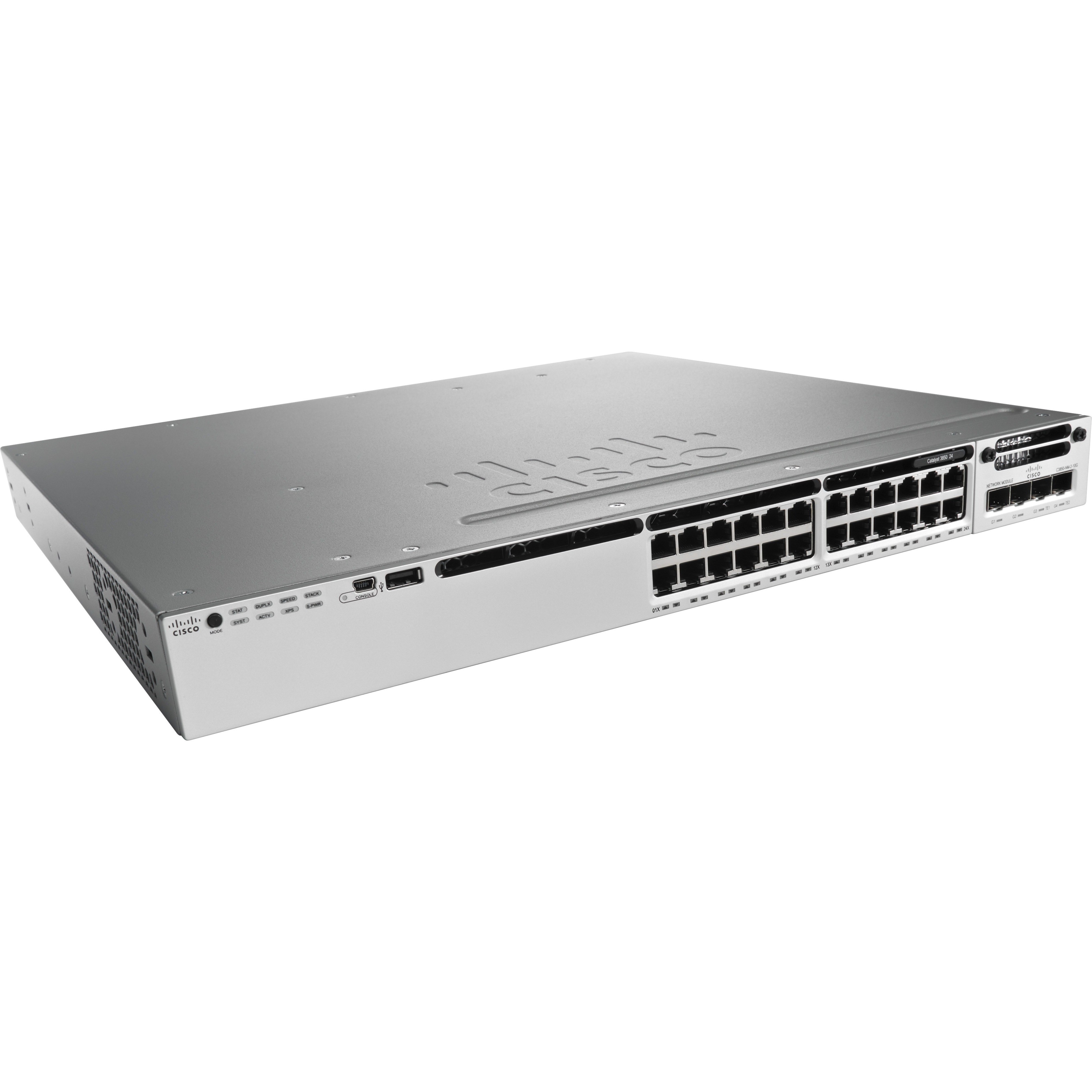 Cisco Catalyst 3850-24U Ethernet Switch - 24 Ports - Manageable - Gigabit Ethernet - 10/100/1000Base-T - 3 Layer Supported - Twisted Pair - 1U - Rack-mountable
