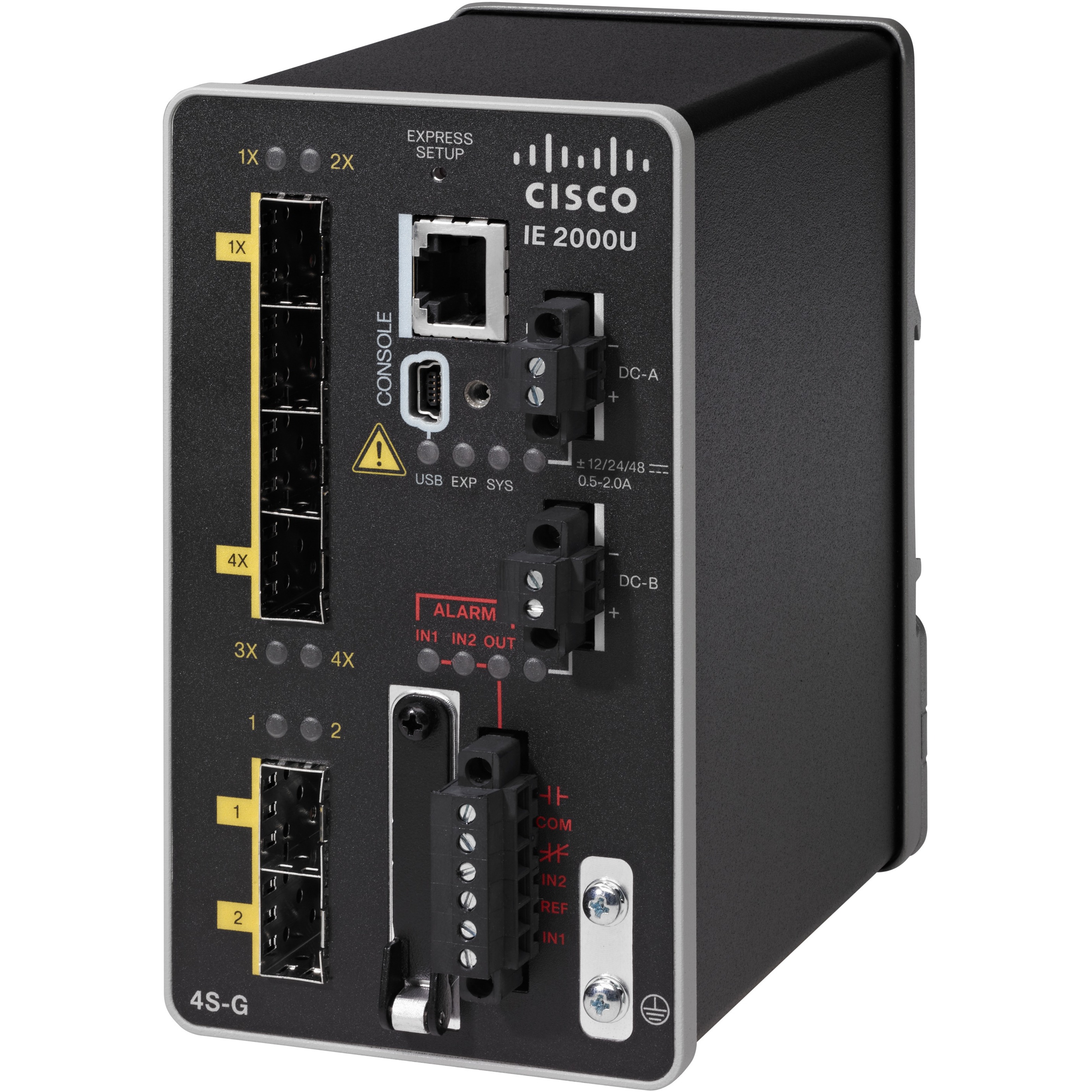 Cisco Cisco IE-2000U-4S-G Switch Chassis - Manageable - Fast Ethernet, Gigabit Ethernet - 10/100Base-T, 1000Base-X - 2 Layer Supported - 6 SFP Slots - Optical Fiber, Twisted Pair - Rail-mountable - 5 