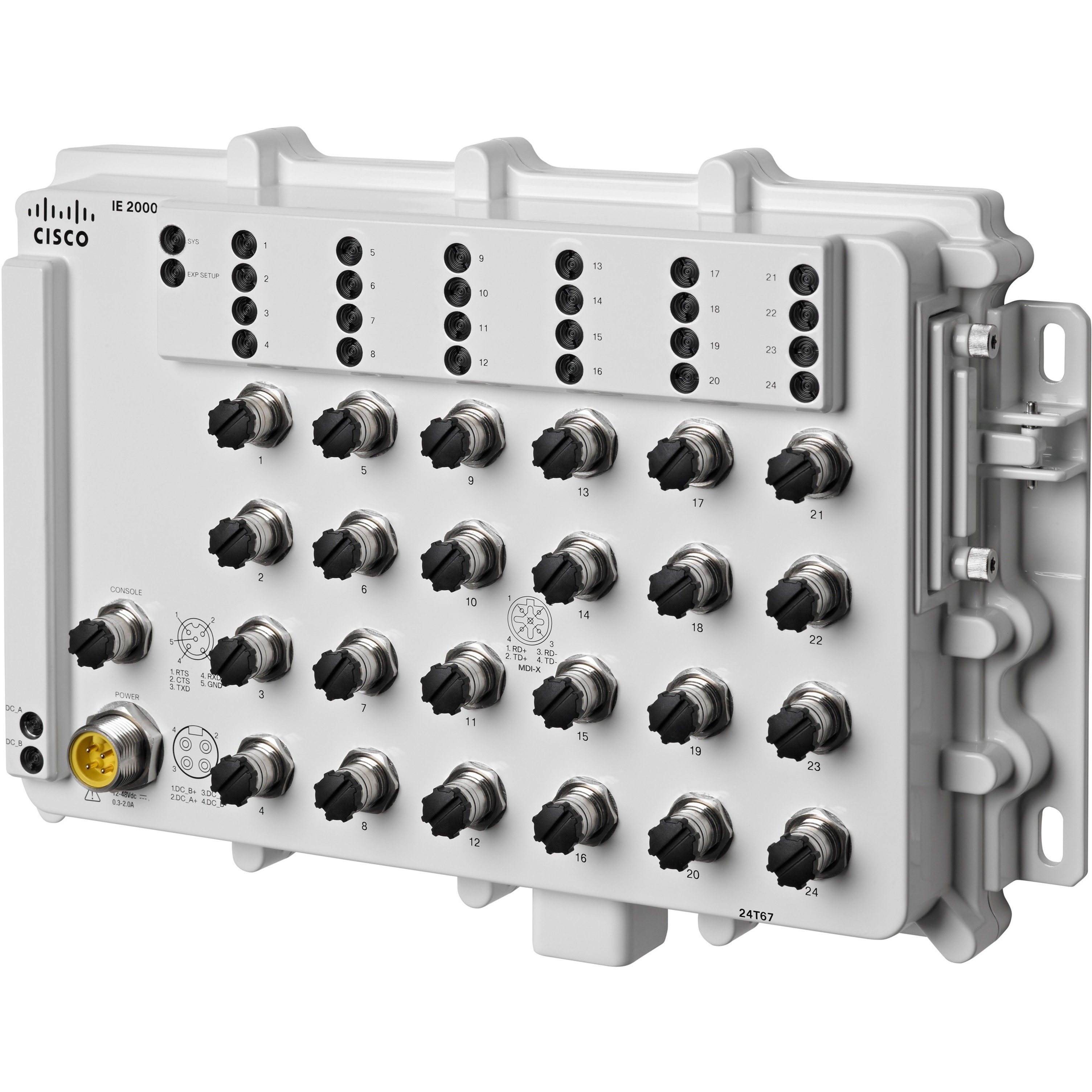 Cisco IE-2000-24T67-B Ethernet Switch - 24 Ports - Manageable - Fast Ethernet - 10/100Base-T - 2 Layer Supported - Twisted Pair - Wall Mountable - 5 Year Limited Warranty