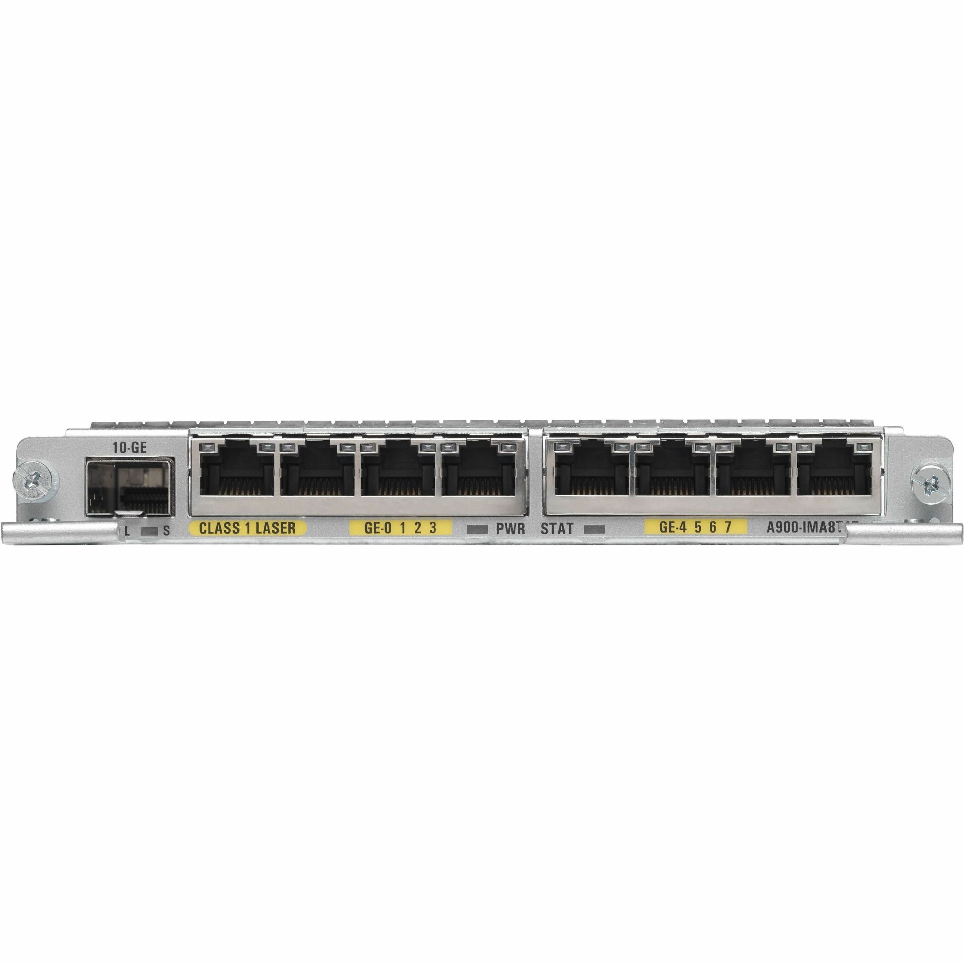 Cisco ASR 900 Combo 8 port 10/100/1000 and 1 port 10GE Interface Module - For Data Networking, Optical Network - 8 x RJ-45 10/100/1000Base-TX LAN - Twisted PairGigabit Ethernet - 10/100/1000Base-T - 1