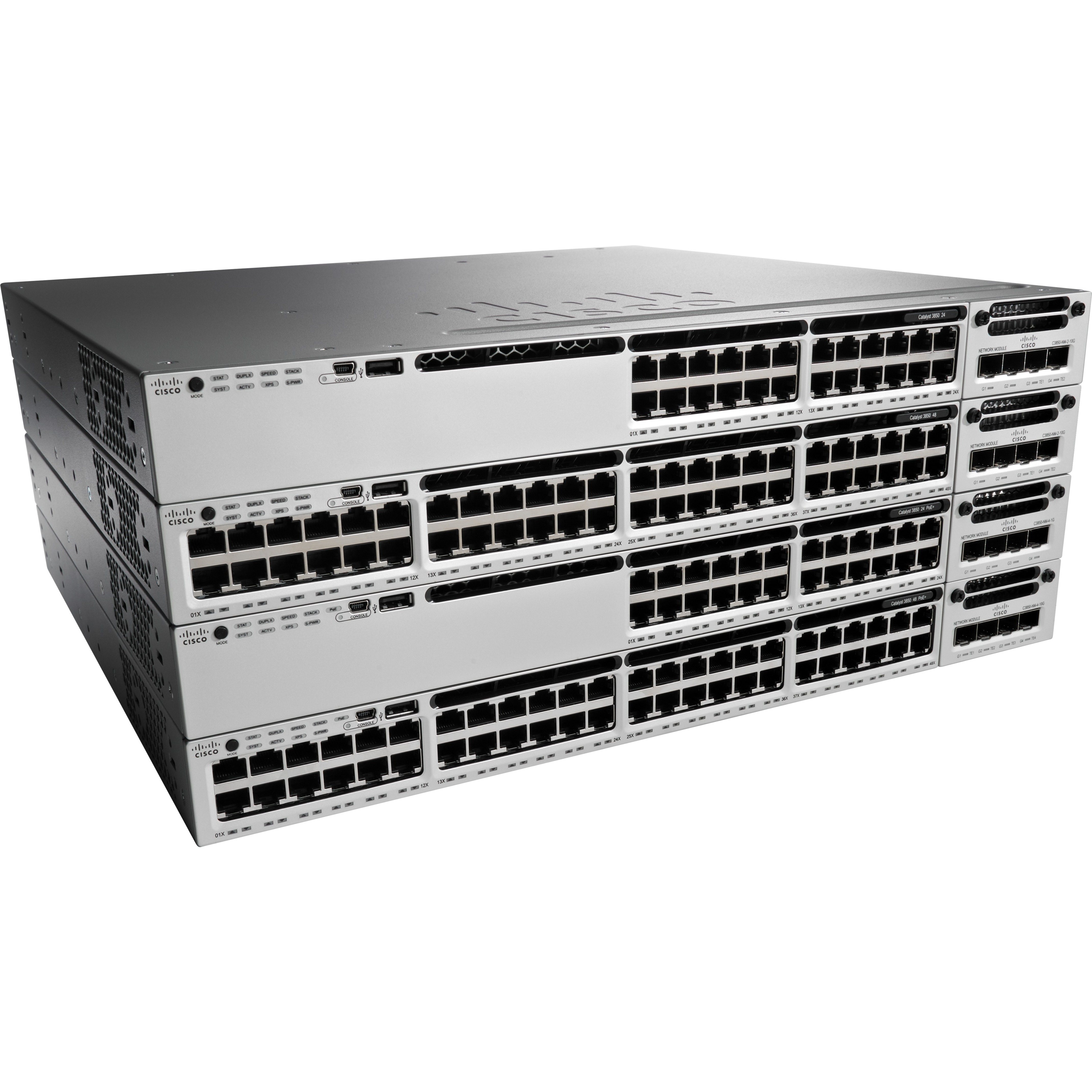Cisco Catalyst WS-C3850-12XS Layer 3 Switch - Manageable - 10 Gigabit Ethernet - 10GBase-X - 3 Layer Supported - Optical Fiber - PoE Ports - 1U - Rack-mountable - Lifetime Limited Warranty