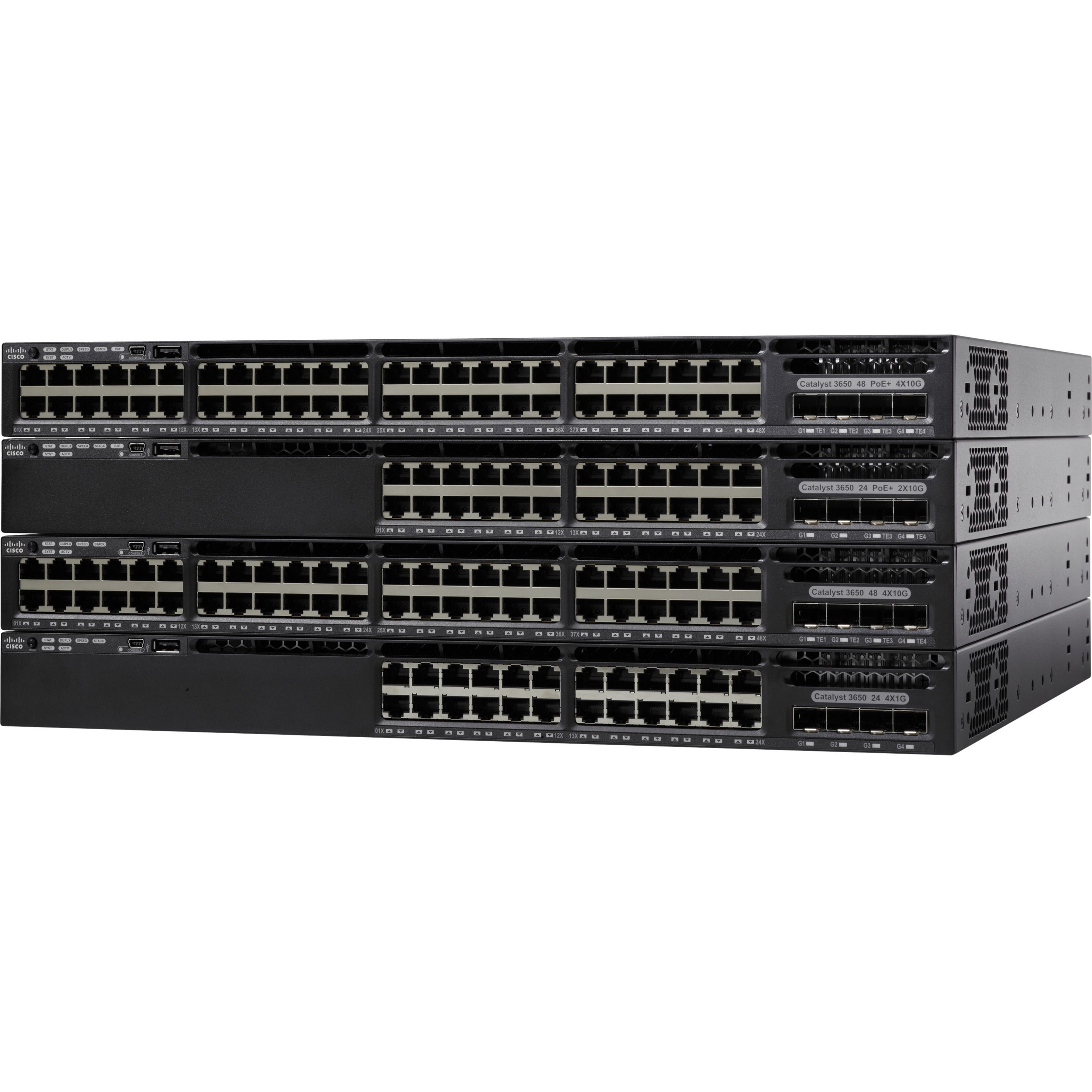 Cisco Catalyst WS-C3650-48FQ Ethernet Switch - 48 Ports - Manageable - Gigabit Ethernet, 10 Gigabit Ethernet - 1000Base-T, 10GBase-X - 3 Layer Supported - Twisted Pair, Optical Fiber - 1U - Rack-mount